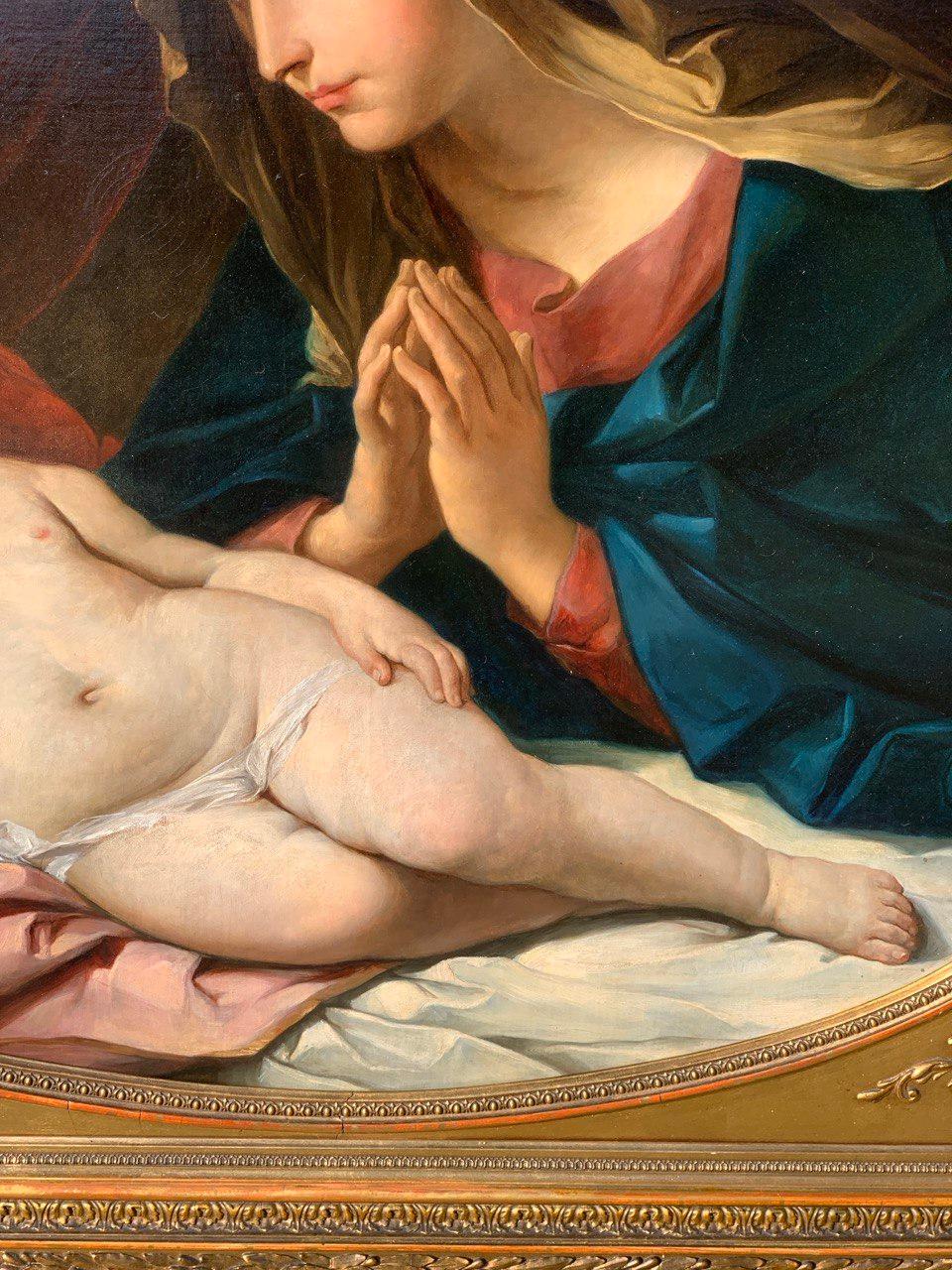 Anhänger von Guido Reni - 18/19. Jahrhundert Figurenmalerei - Jungfrau-Kind im Angebot 3