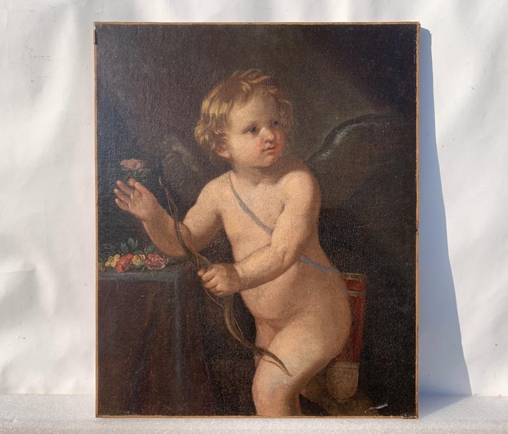 Guido Reni workshop (Bolognese school) - Late 17th century painting - Cupid For Sale 1