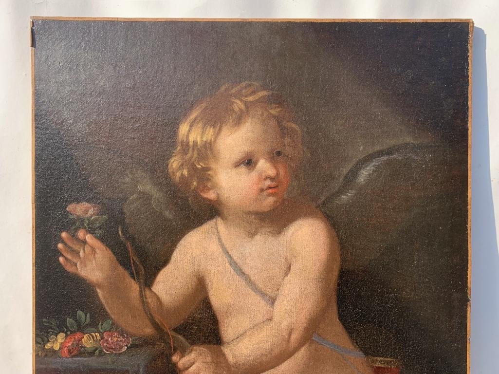 Guido Reni workshop (Bolognese school) - Late 17th century painting - Cupid For Sale 2