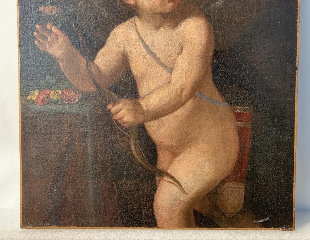 Guido Reni workshop (Bolognese school) - Late 17th century painting - Cupid For Sale 3