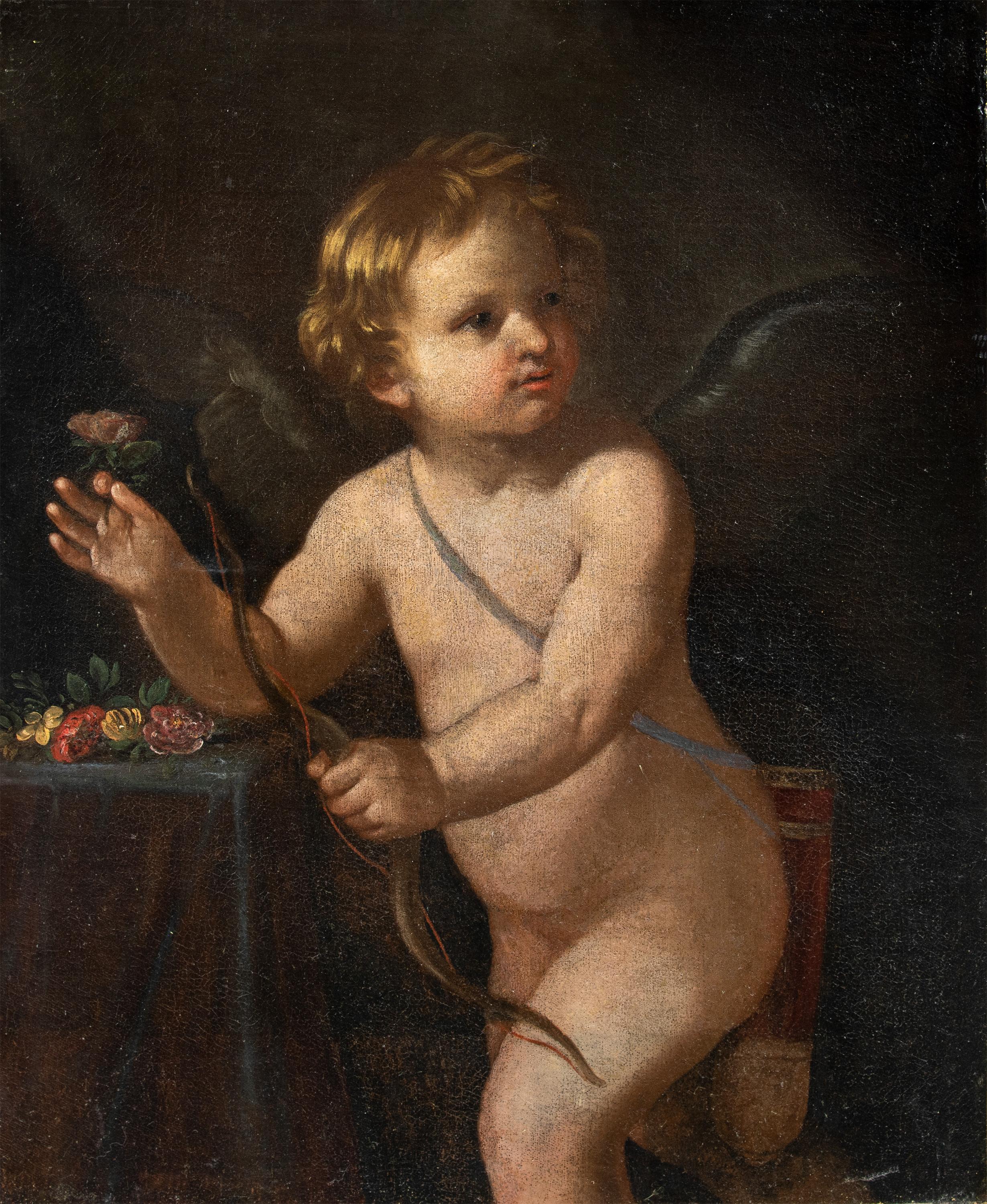 Circle of Guido Reni (Bologna 1575 - Bologna 1642) - Cupid.

73.5 x 60cm.

Antique oil painting on canvas, without frame.

- The painting is taken from an original by Guido Reni (Bologna 1575 - Bologna 1642).

Condition report: Painting subjected to