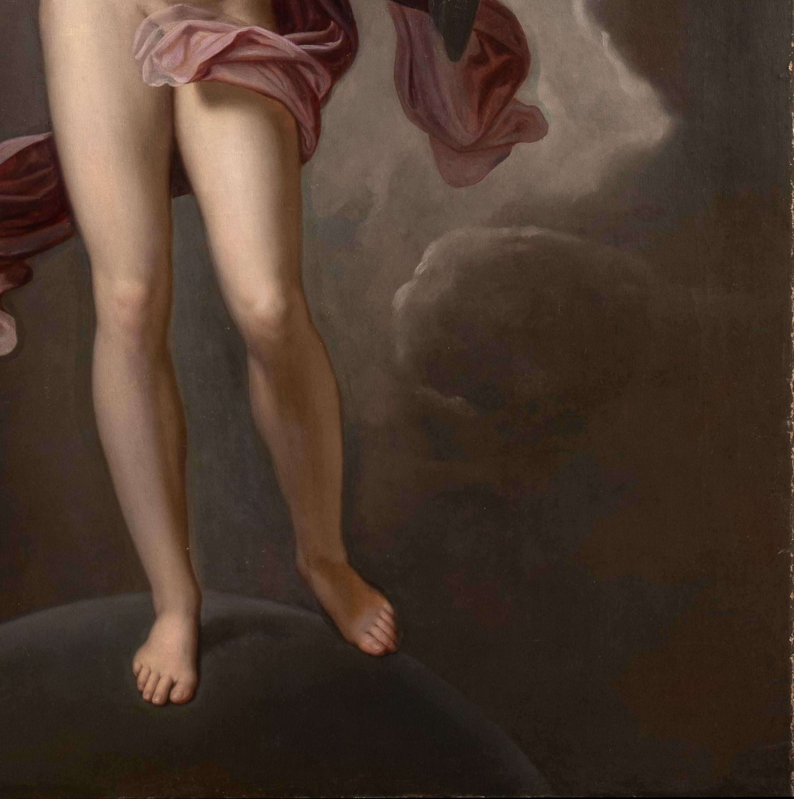 L'Arcangelo Gabriele, XVII secolo

bottega di Guido RENIS (1575-1642) 

Enorme raffigurazione dell'Arcangelo Gabriele del XVII secolo, olio su tela. Raffigurazione a figura intera dell'ascensione dell'angelo Gabriele, fiancheggiato dalla nube che