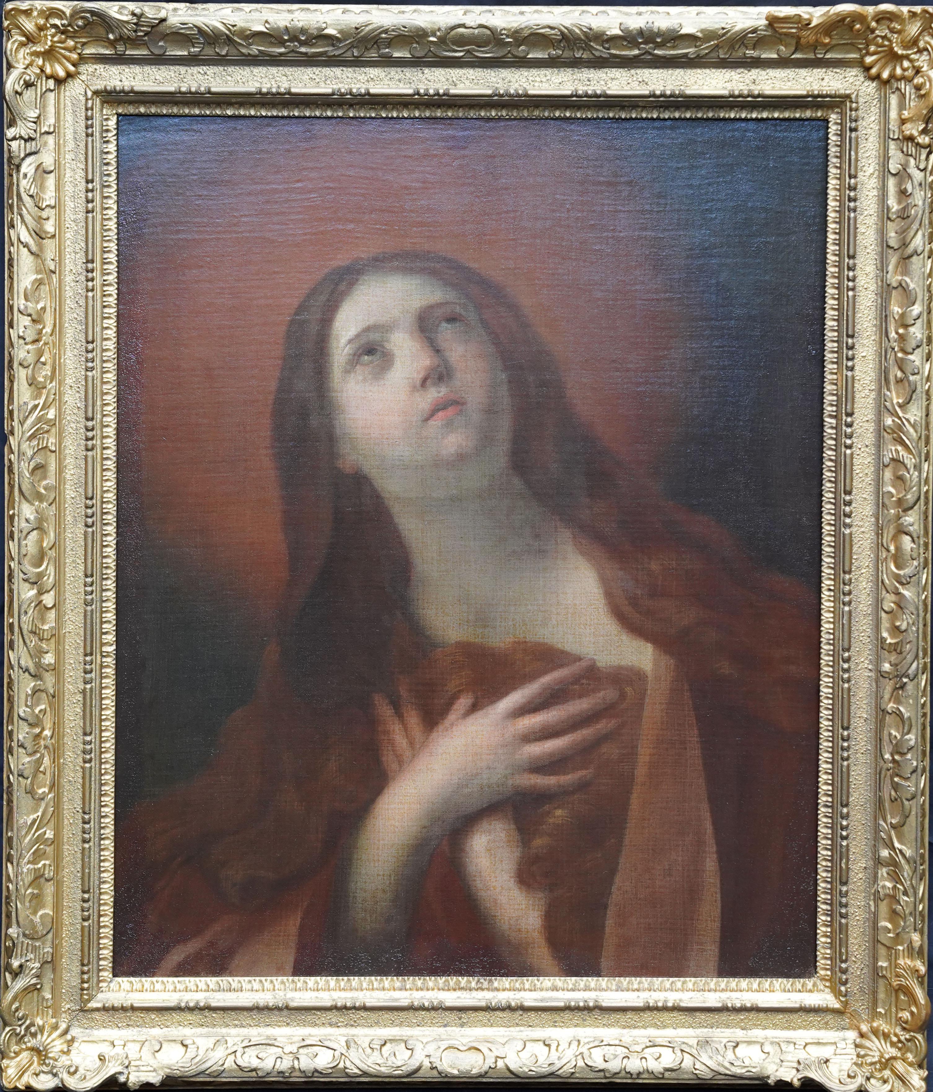 The Penitent Mary Magdalene - Old Master religious art portrait oil painting For Sale 2