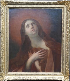 Le bénitier Marie-Madeleine - Peinture à l'huile de portrait de maître de l'art religieux ancien