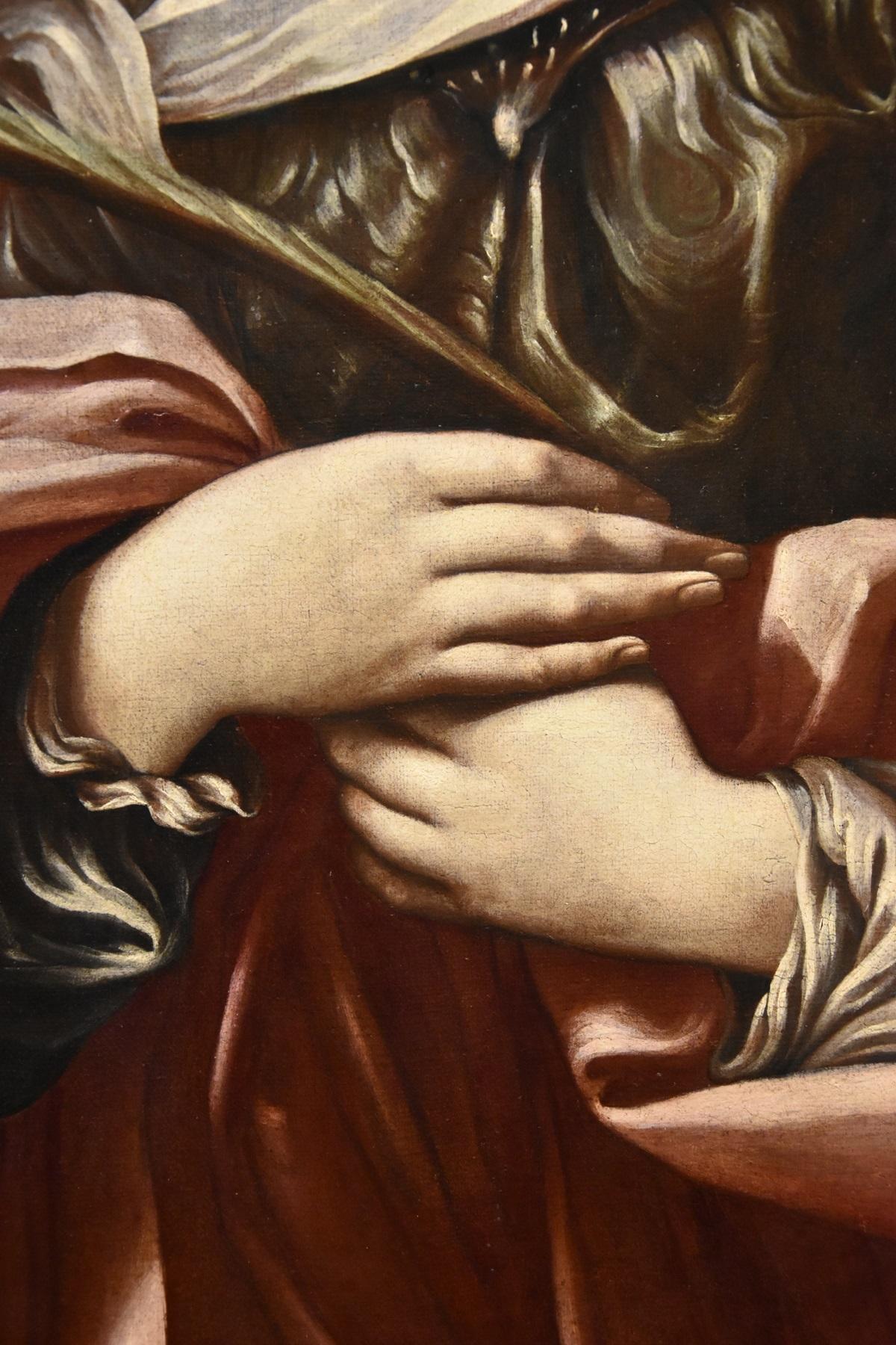 Santa Caterina Portrair Guido Reni Dipinto del XVII secolo Olio su tela Vecchio maestro in vendita 7