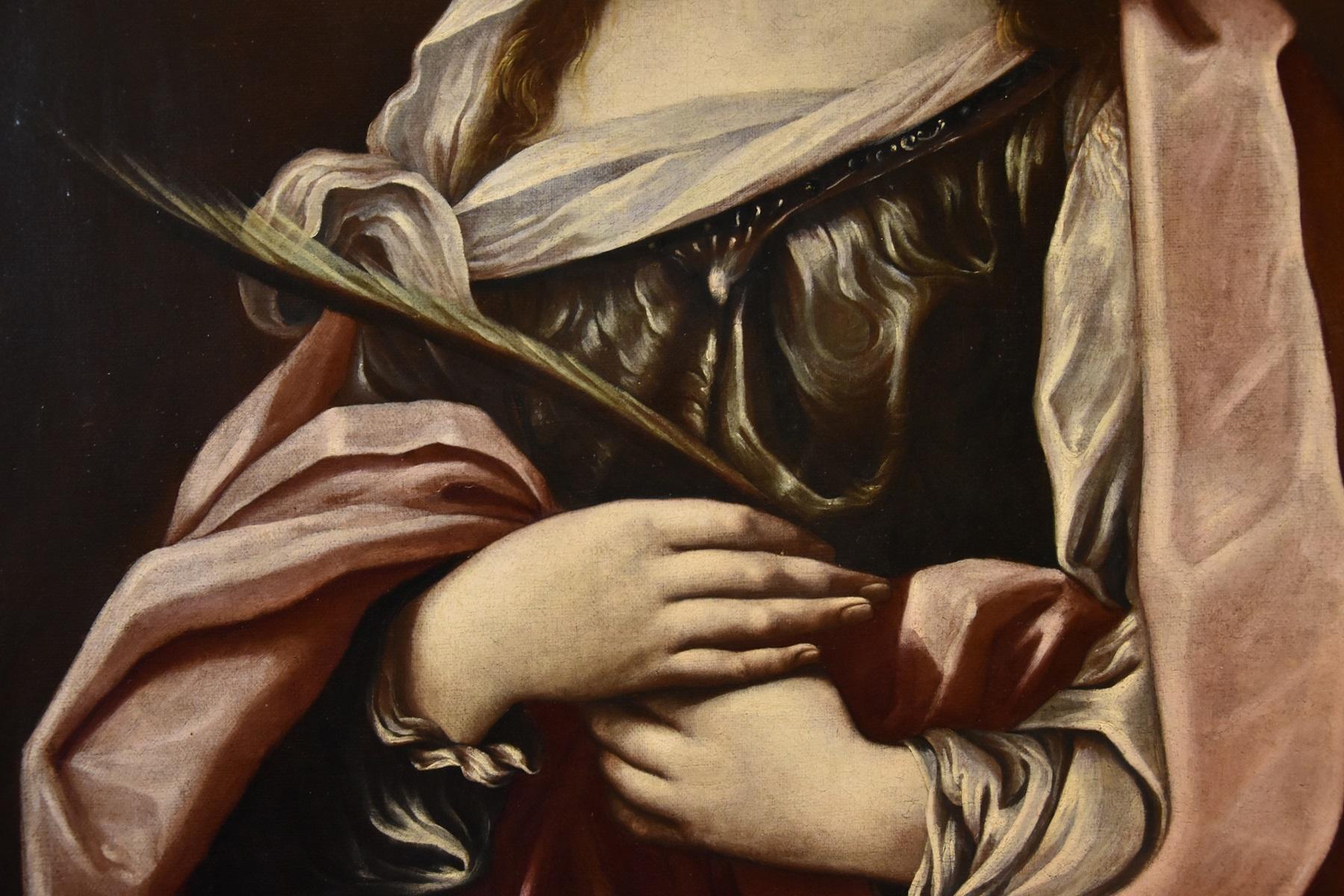 Santa Caterina Portrair Guido Reni Dipinto del XVII secolo Olio su tela Vecchio maestro in vendita 9