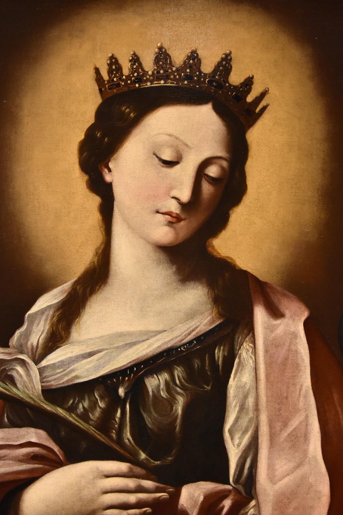 Santa Caterina Portrair Guido Reni Dipinto del XVII secolo Olio su tela Vecchio maestro in vendita 1