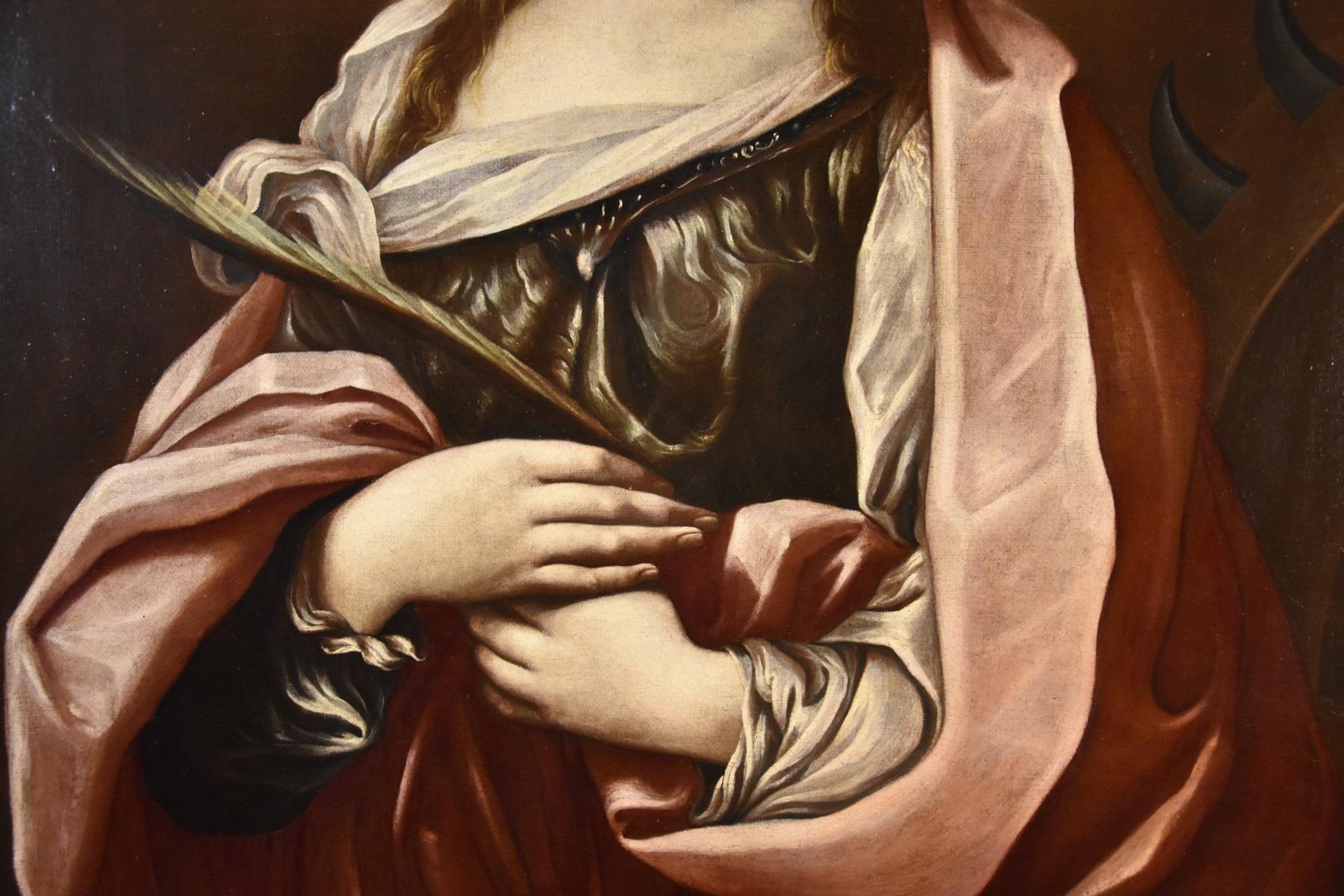 Santa Caterina Portrair Guido Reni Dipinto del XVII secolo Olio su tela Vecchio maestro in vendita 6