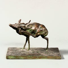 Antelope scratching itself. Animal bronze by Guido Righetti – (1875-1958)