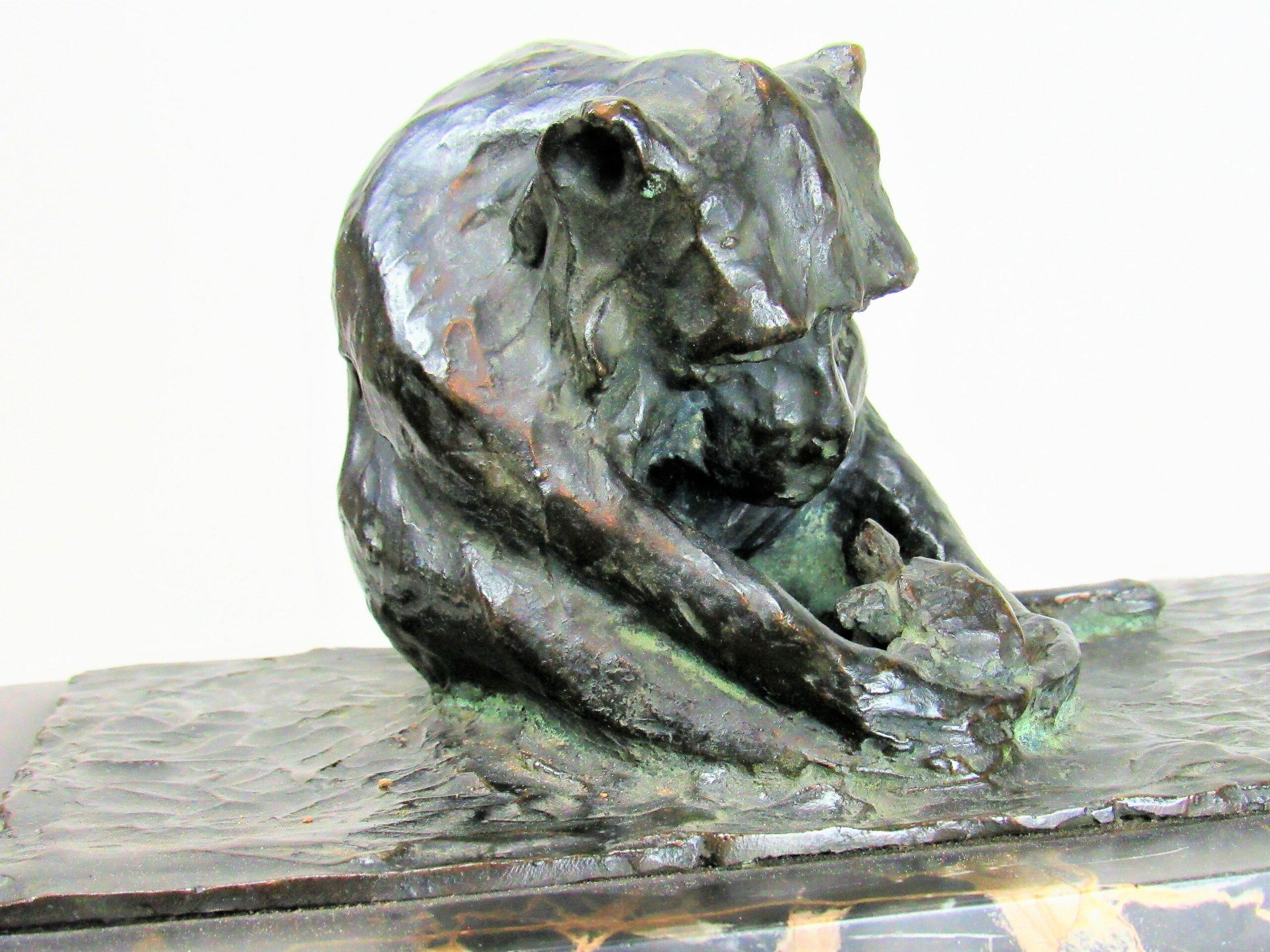 Italian animal bronze,  Baboon with Turtle By Guido Righetti 2