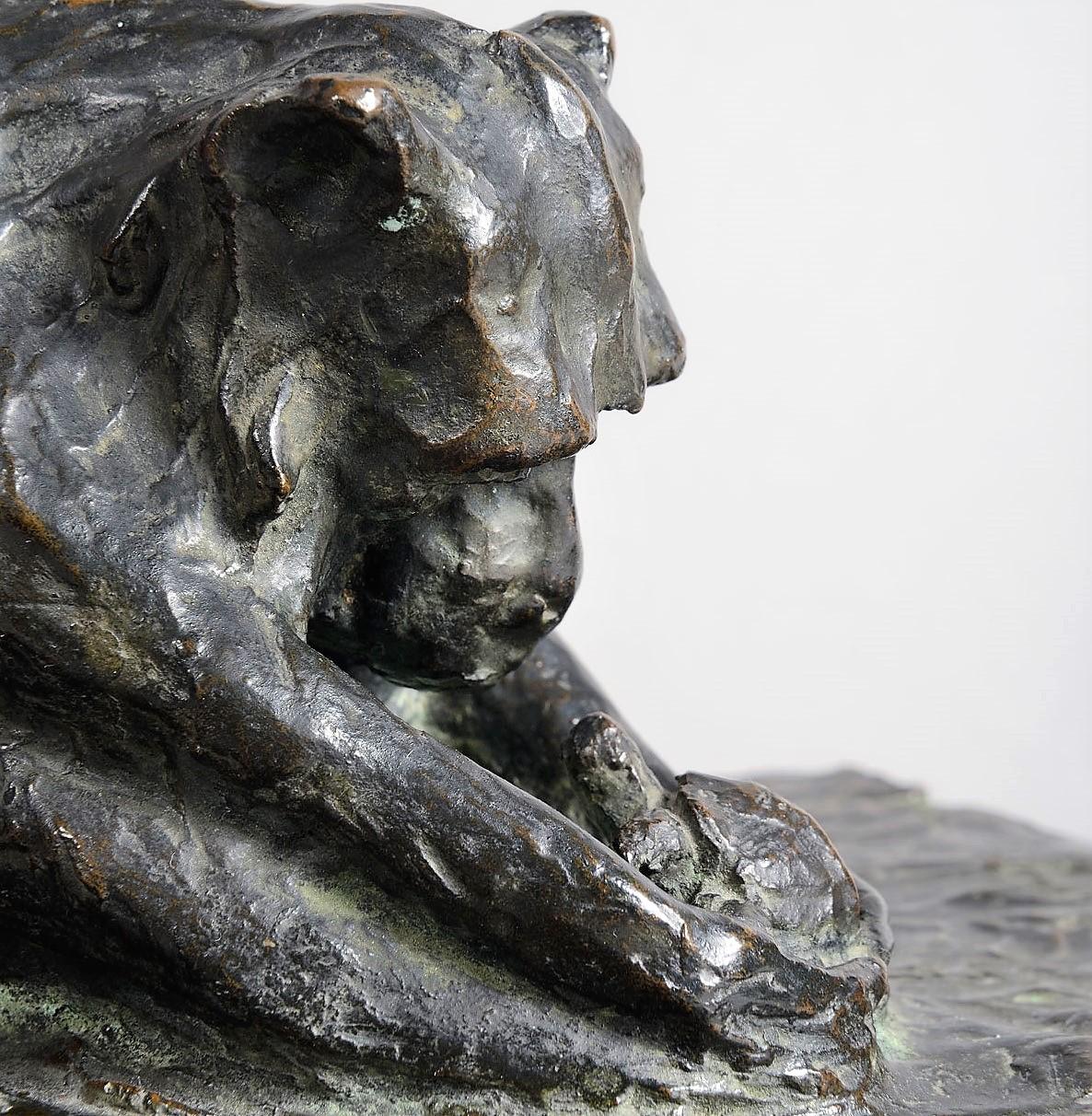 Italian animal bronze,  Baboon with Turtle By Guido Righetti