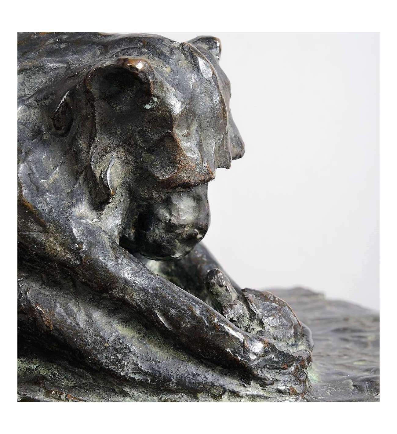 Statue en bronze de singe avec tortue par Guido Righetti (1875-1958) en vente 1