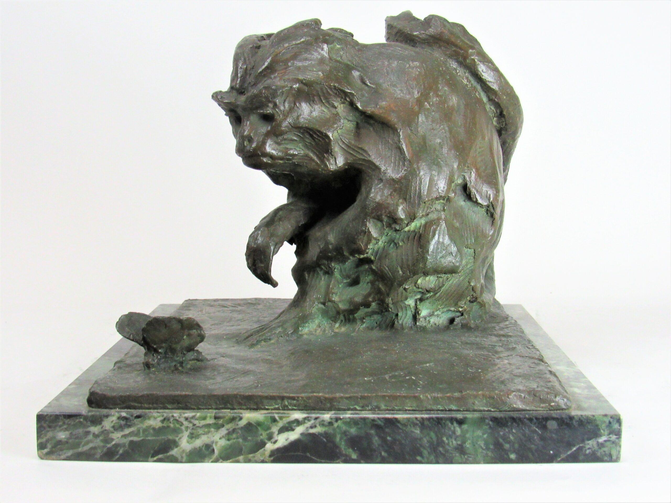Italian animal bronze,  Marmoset and butterfly By Guido Righetti 1
