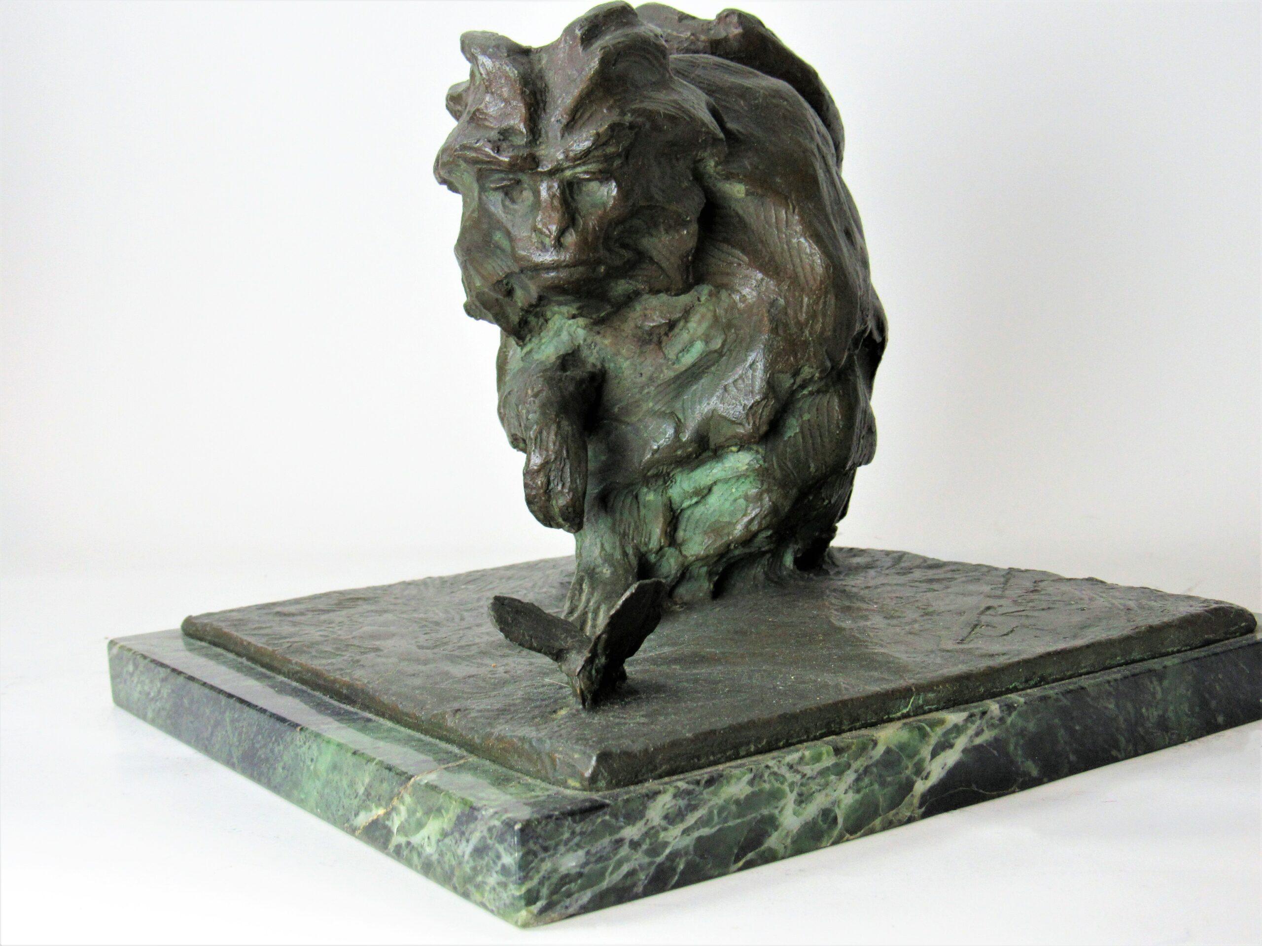 Italian animal bronze,  Marmoset and butterfly By Guido Righetti 2