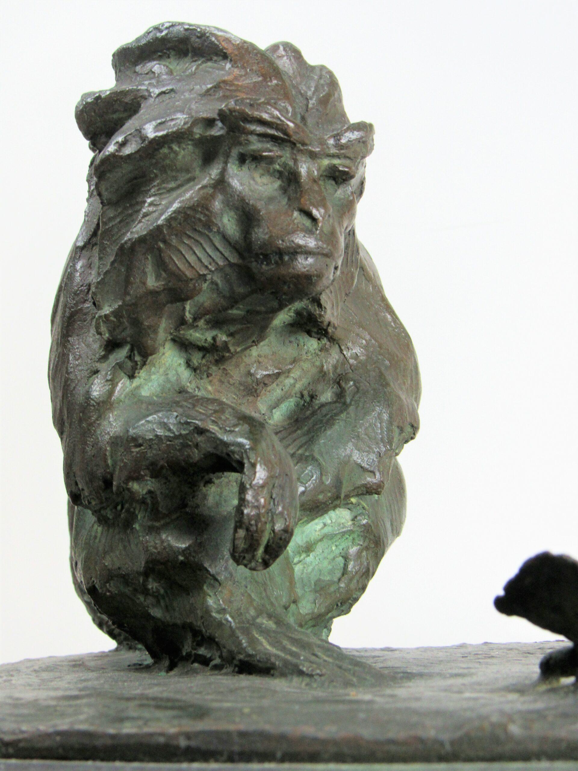 Italian animal bronze,  Marmoset and butterfly By Guido Righetti 3