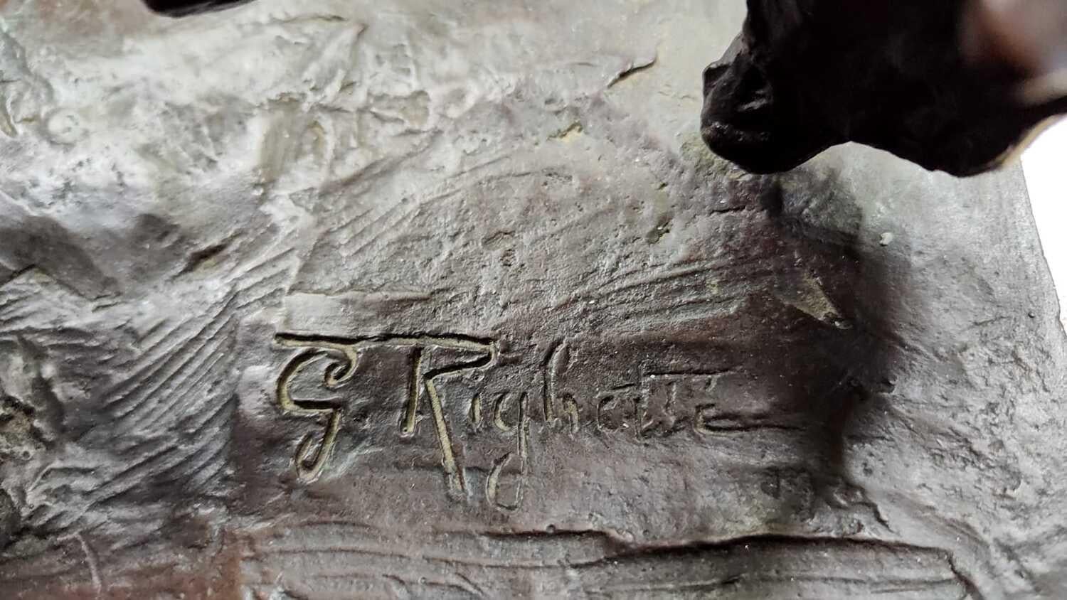 Giovane toro che combatte - Scultura in bronzo di Guido Righetti (c. 1926) in vendita 1
