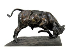 Young Bull Fighting – Bronze Sculpture by Guido Righetti (c. 1926)