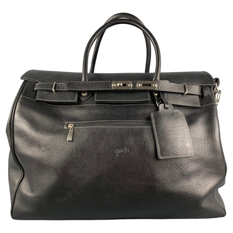GUIDO Size L Black Contrast Stitch Leather Travel Bag For Sale at 1stDibs