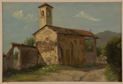 Period Italian Landscape Painting Oil on Canvas