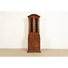 Guido Zichele Style Italian Provincial Walnut Secretary Desk With Bookcase Hutch