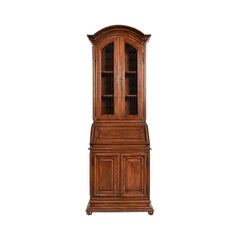 Guido Zichele Style Italian Provincial Walnut Secretary Desk With Bookcase Hutch