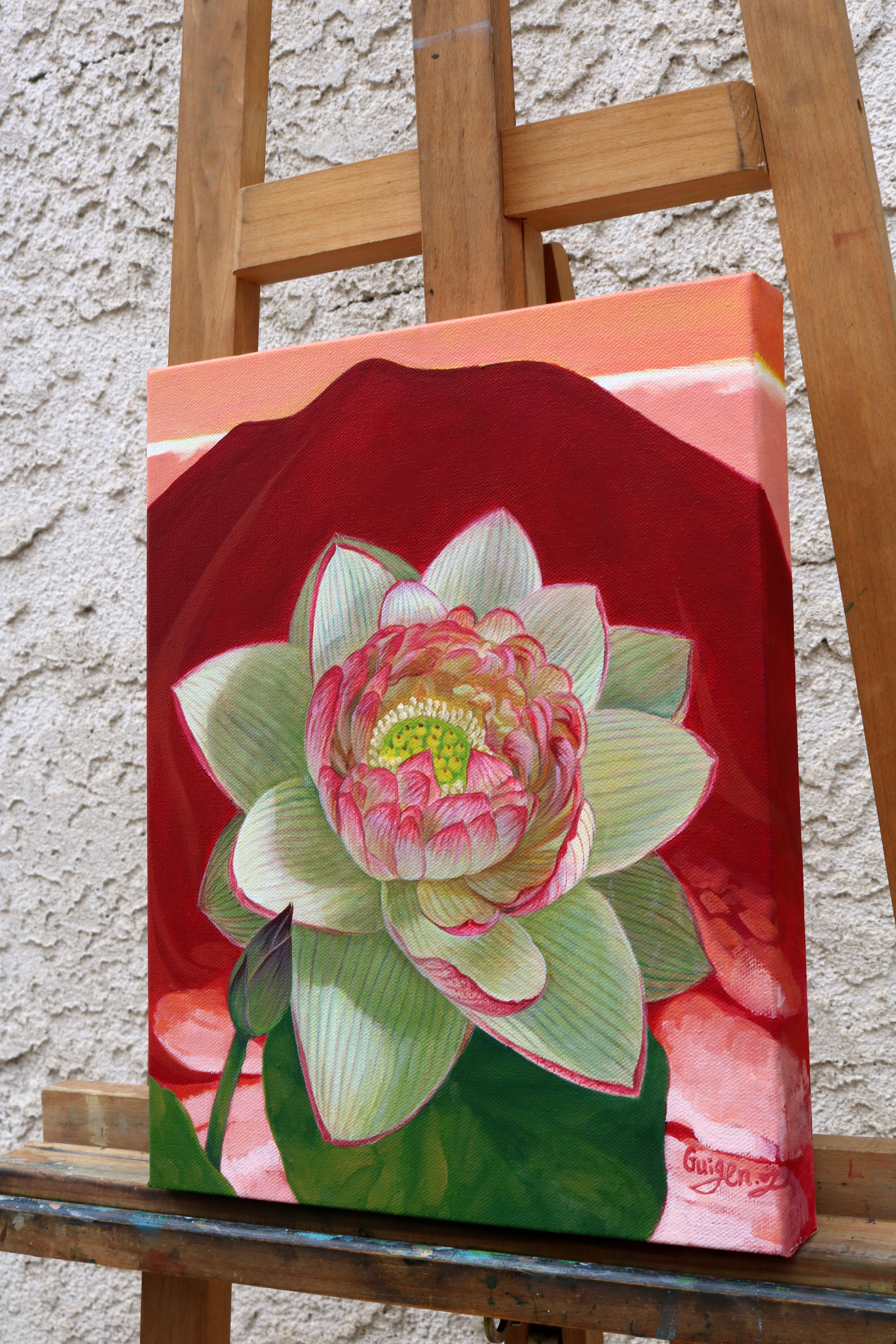 Montaña Roja, Pintura al óleo - Painting de Guigen Zha