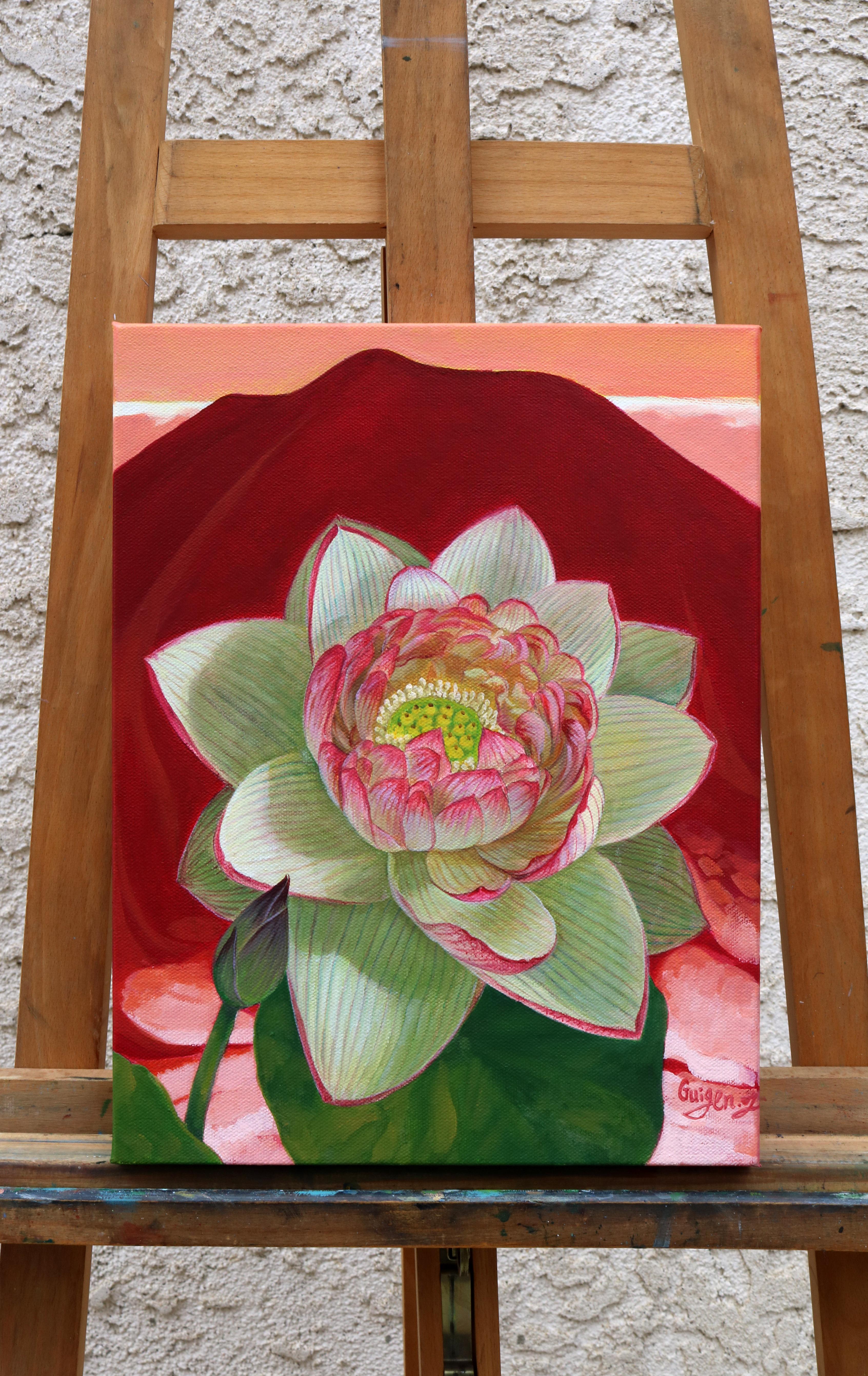 Montaña Roja, Pintura al óleo - Painting realista estadounidense de Guigen Zha