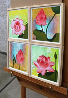 Quatre lotus, peinture originale