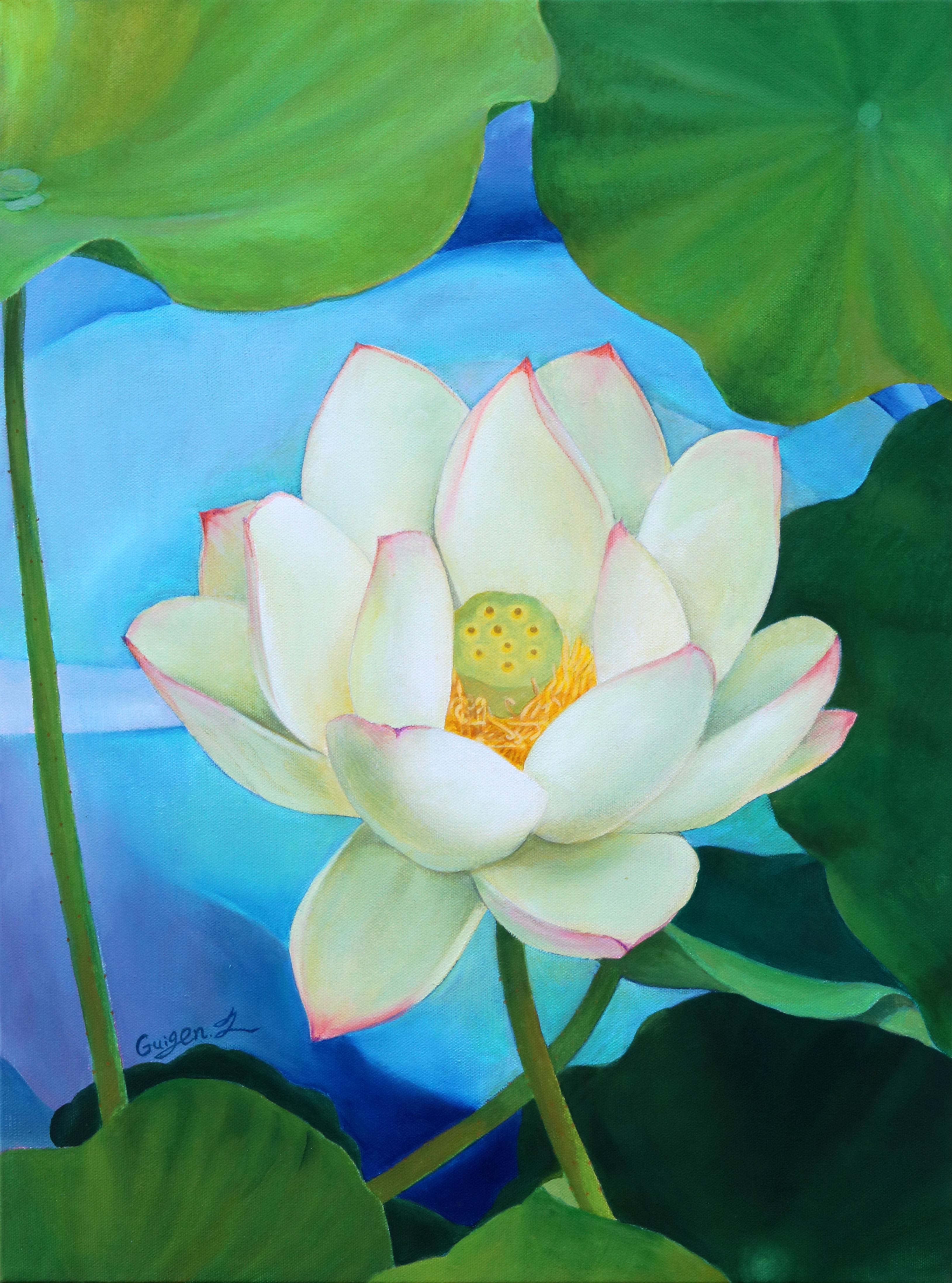 Still-Life Painting di Guigen Zha - Fioritura, Pittura a olio