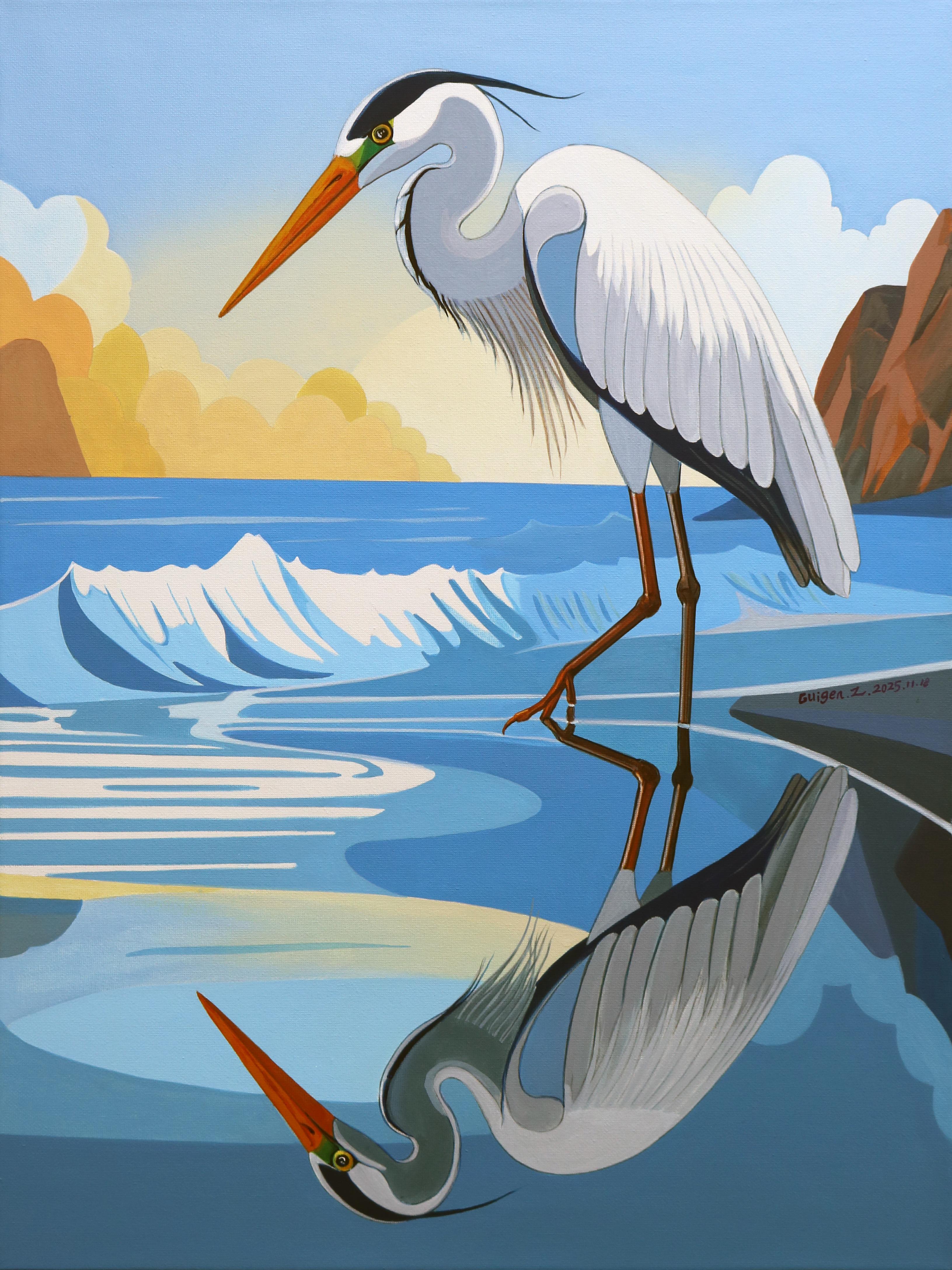 Vogel. Contemplation, Originalgemälde