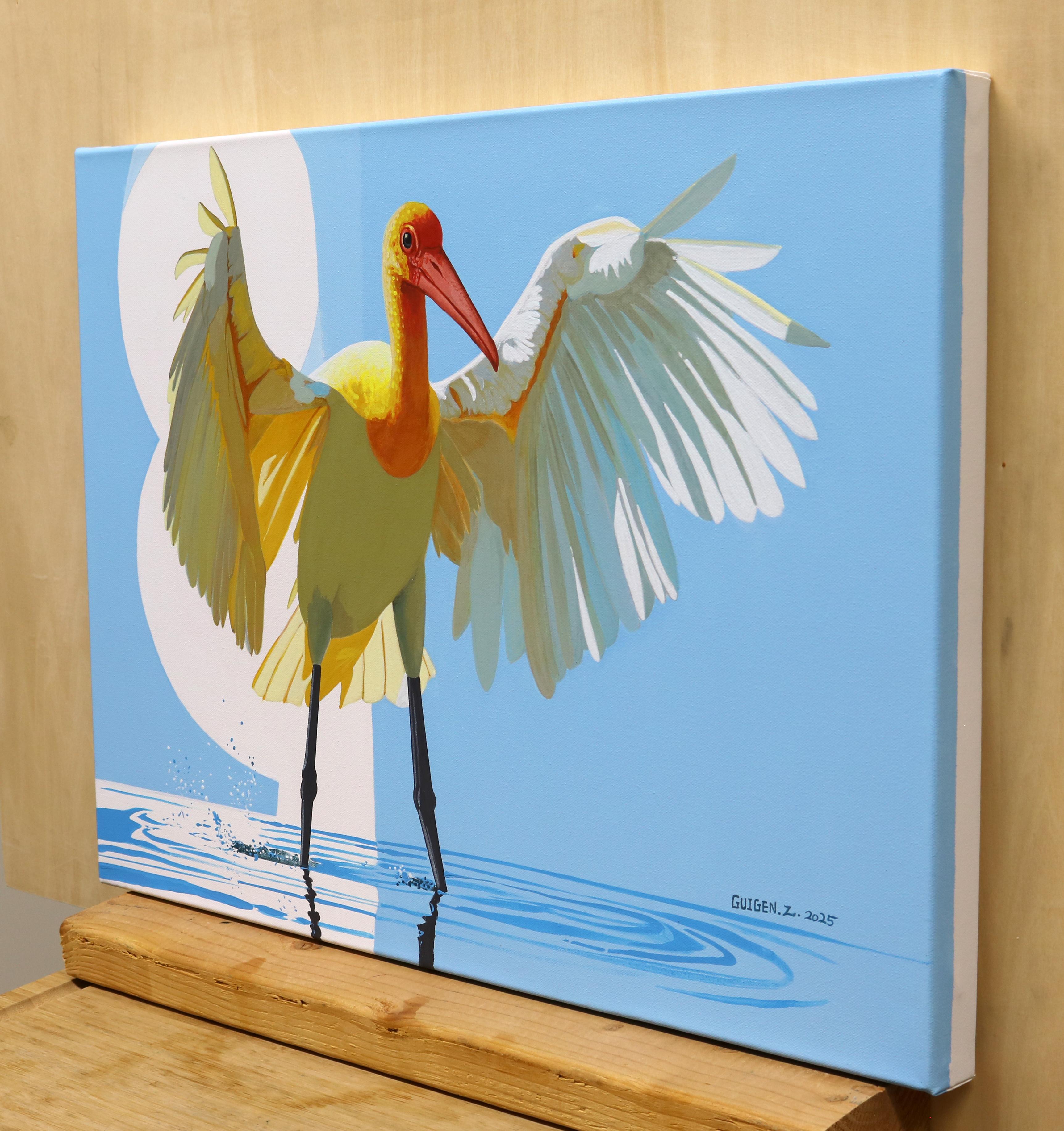 Vogel. See, Originalgemälde – Painting von Guigen Zha