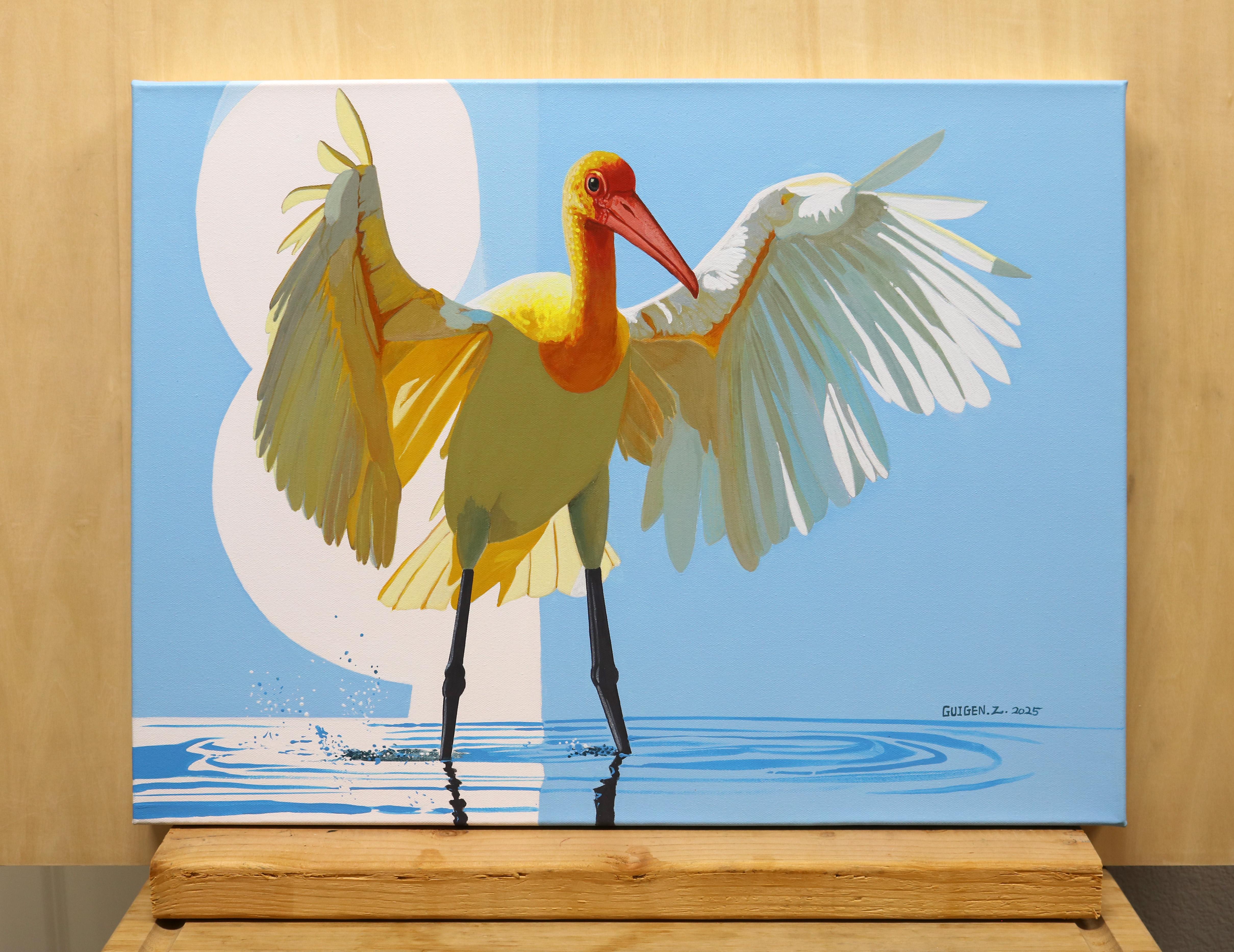 Vogel. See, Originalgemälde (Realismus), Painting, von Guigen Zha