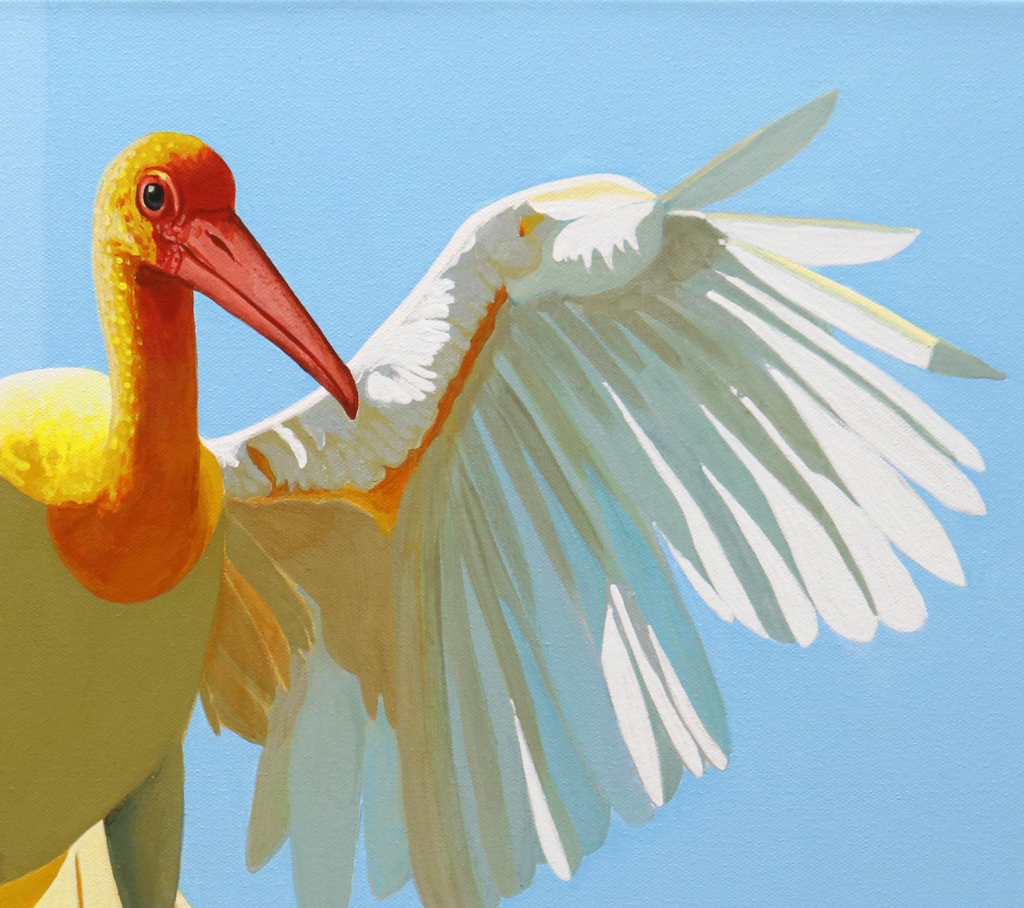 Vogel. See, Originalgemälde (Blau), Animal Painting, von Guigen Zha