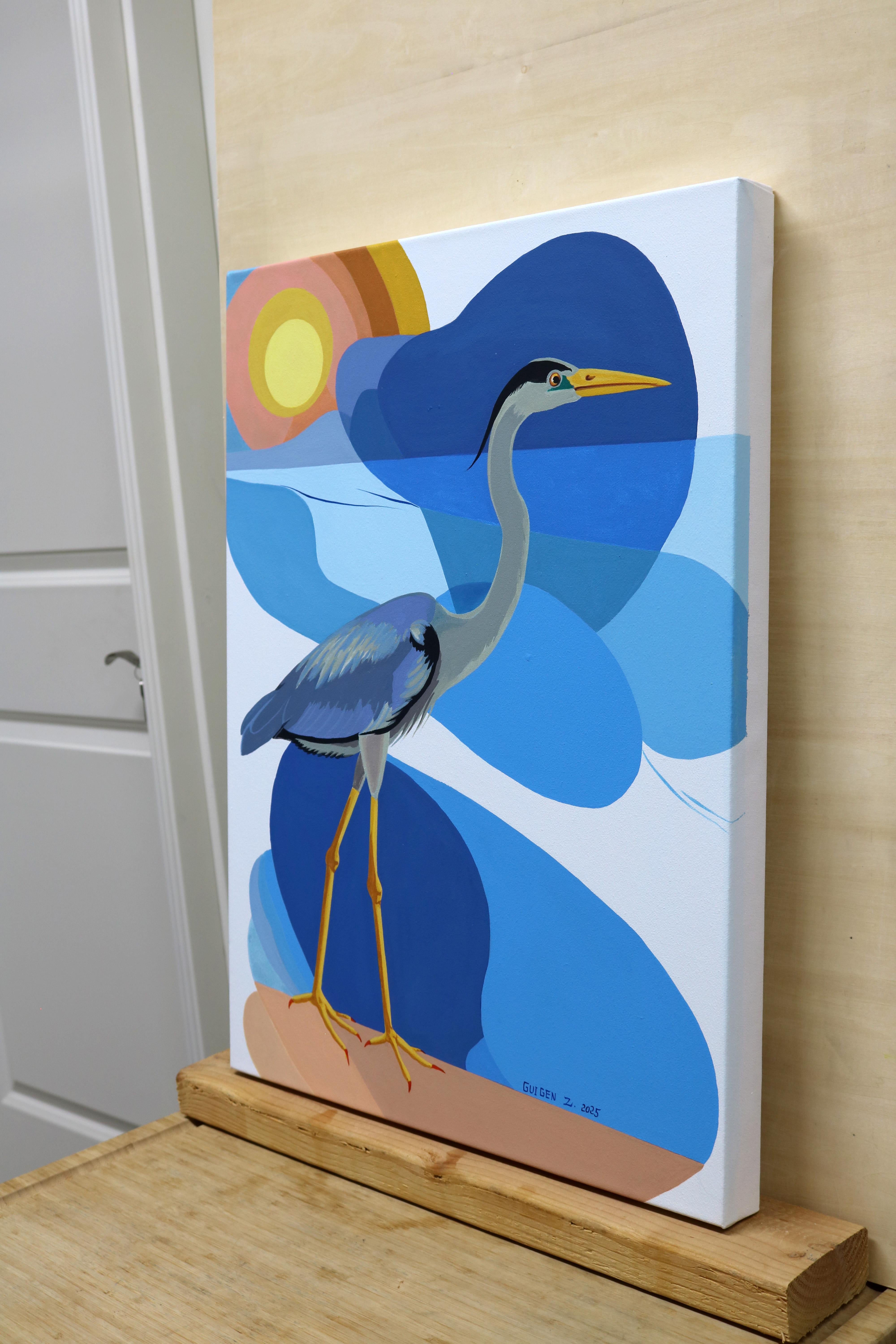 Vogel. Ozean, Originalgemälde – Painting von Guigen Zha