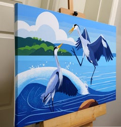 Oiseau. Réunis après la séparation, peinture originale