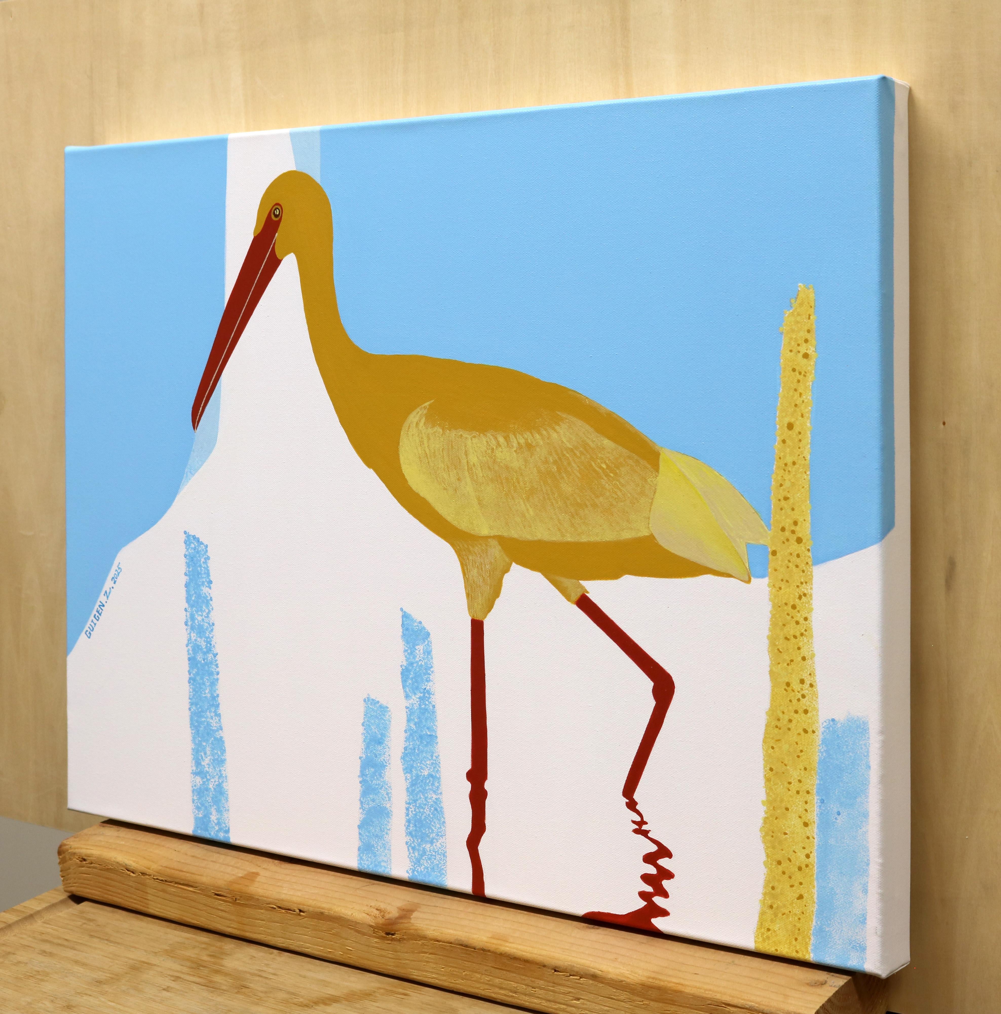 Vogel. Fluss, Originalgemälde – Painting von Guigen Zha