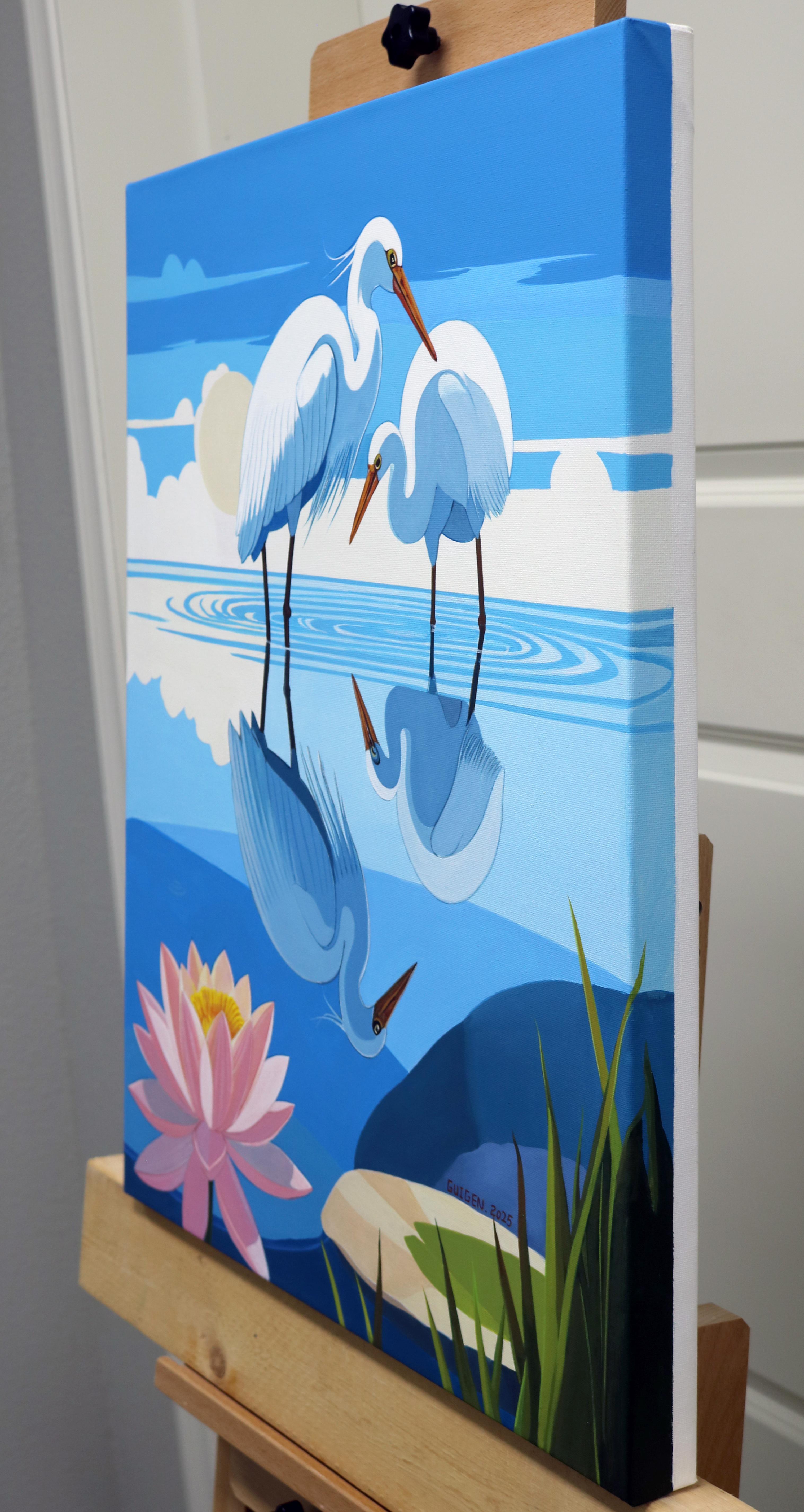 Vogel. Tranquility, Originalgemälde – Painting von Guigen Zha