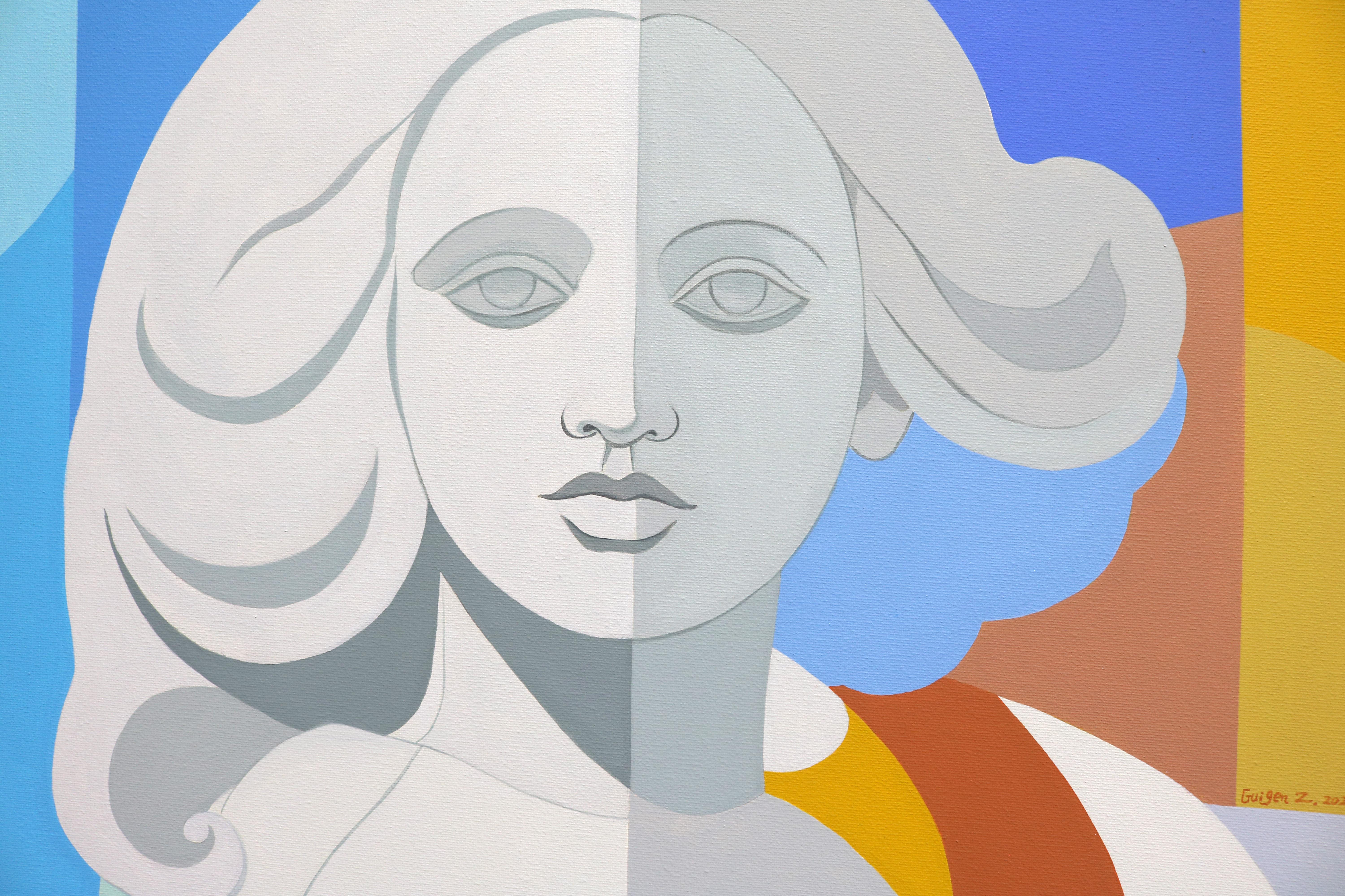 Deja Vu. Aphrodite & Monroe, Originalgemälde (Violett), Portrait Painting, von Guigen Zha