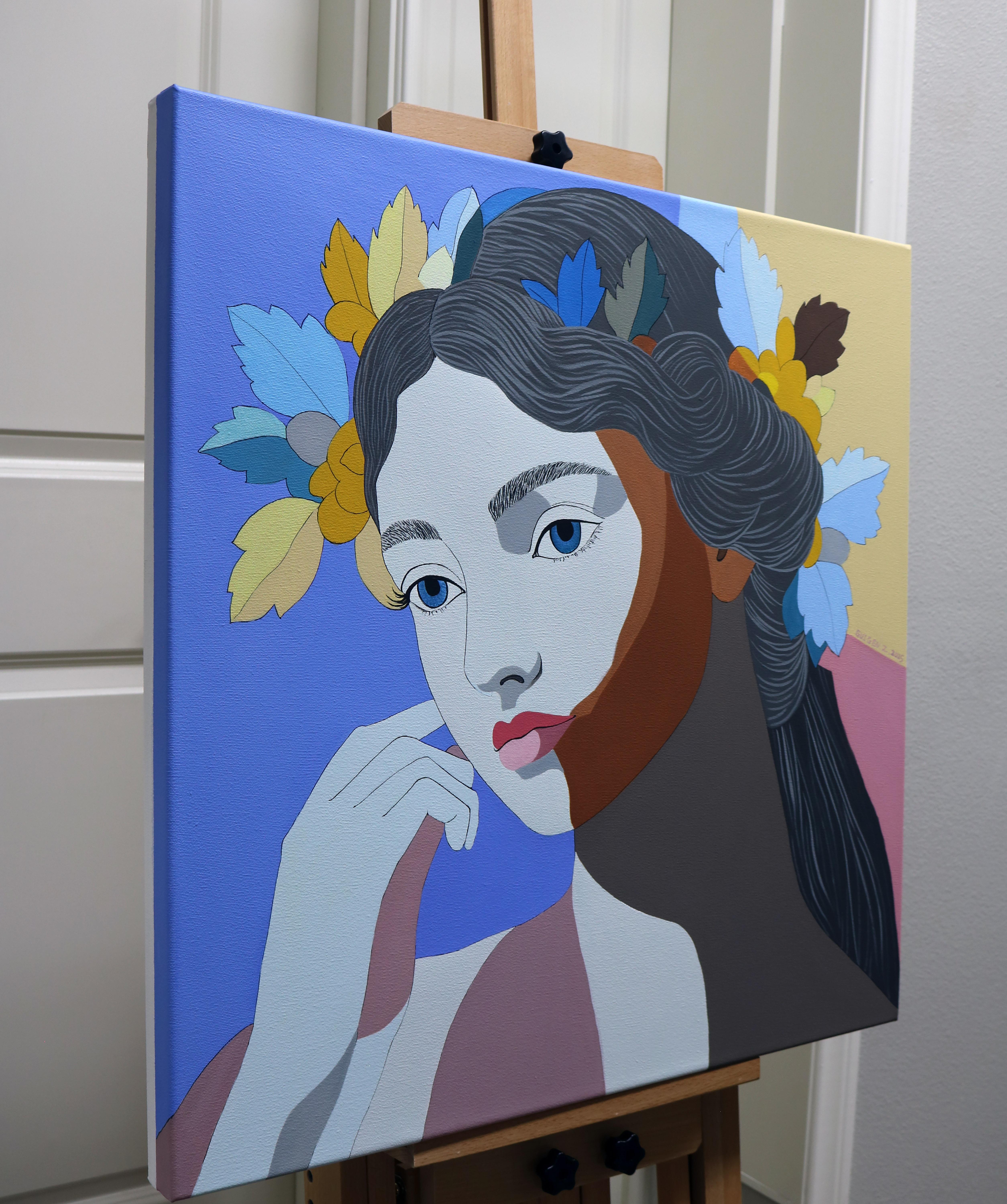 Deja Vu. Autumn, Original Painting - Purple Portrait Painting by Guigen Zha