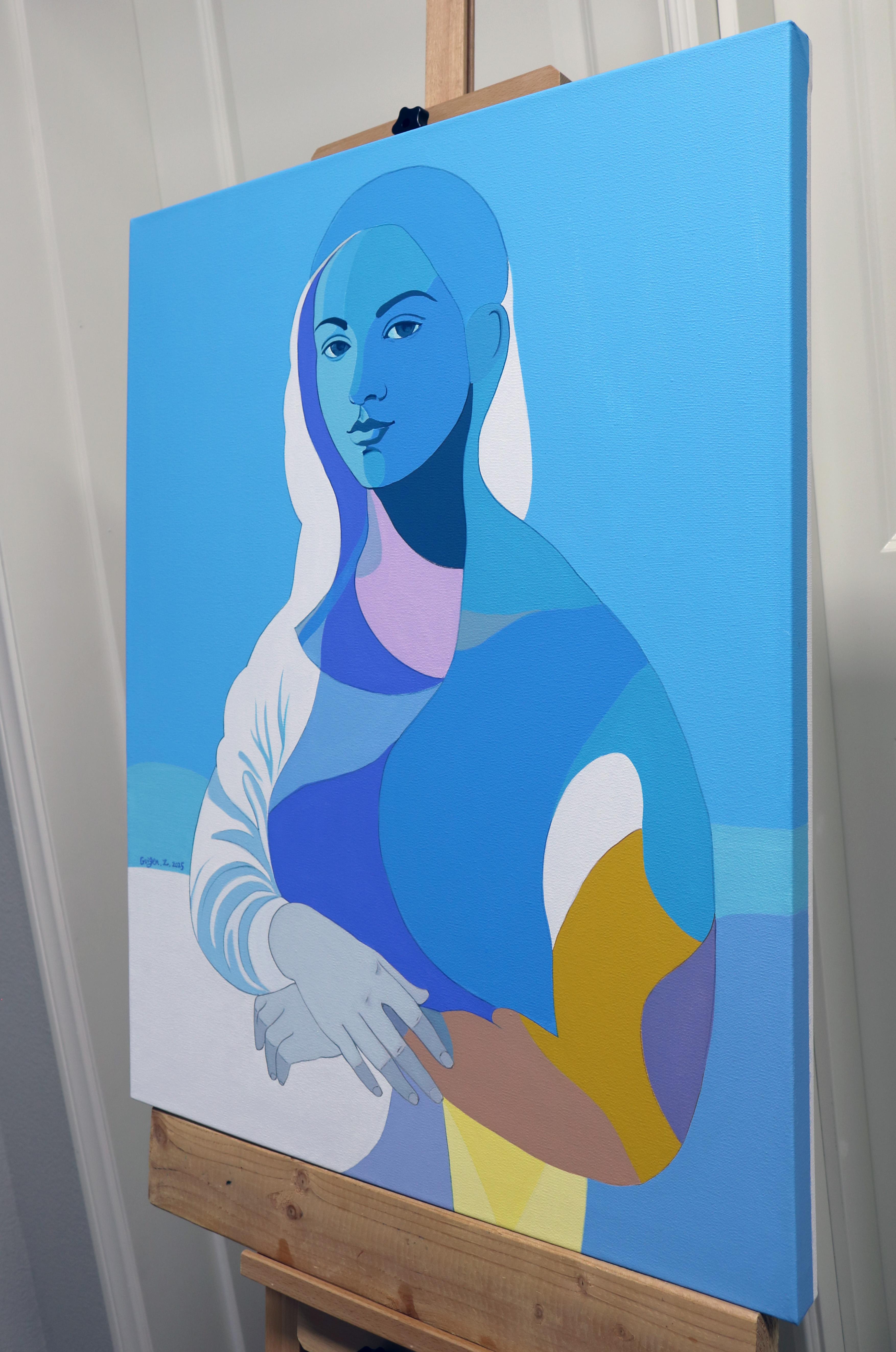 Deja Vu. Blaue Lisa, Originalgemälde – Painting von Guigen Zha