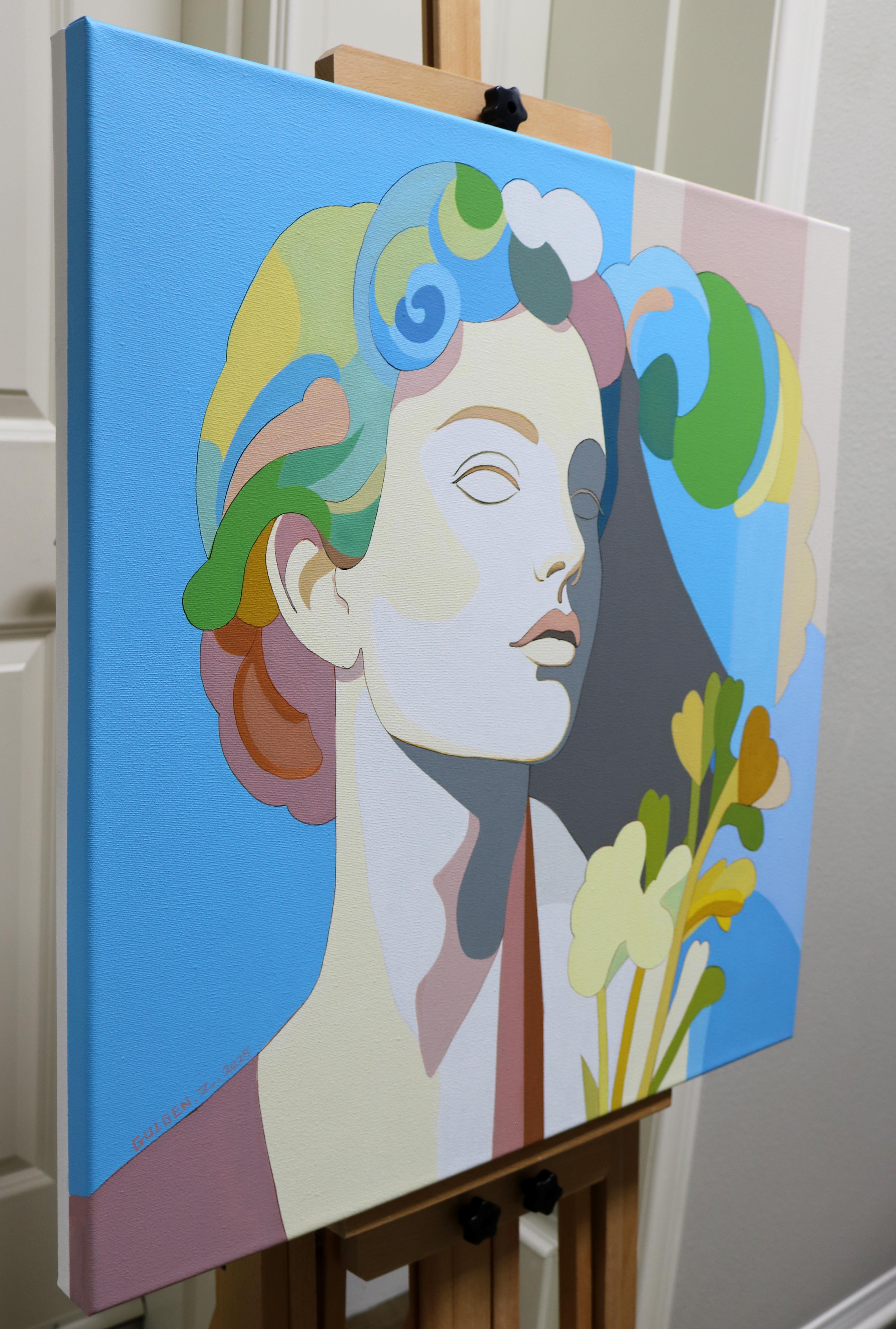 Deja Vu. Spring, Original Painting - Blue Figurative Painting by Guigen Zha