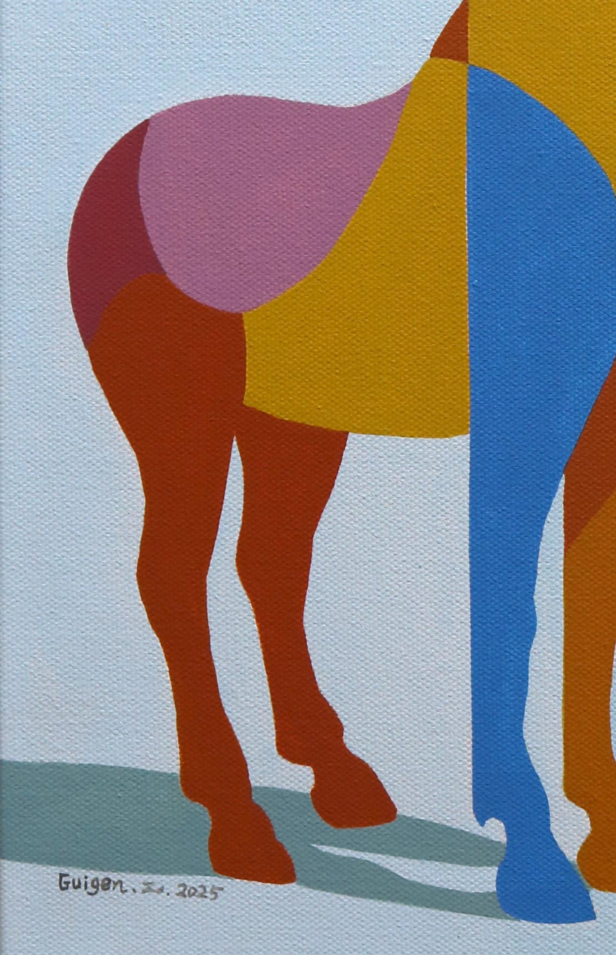 Caballo geométrico 1, Pintura original - Animal Painting Azul de Guigen Zha