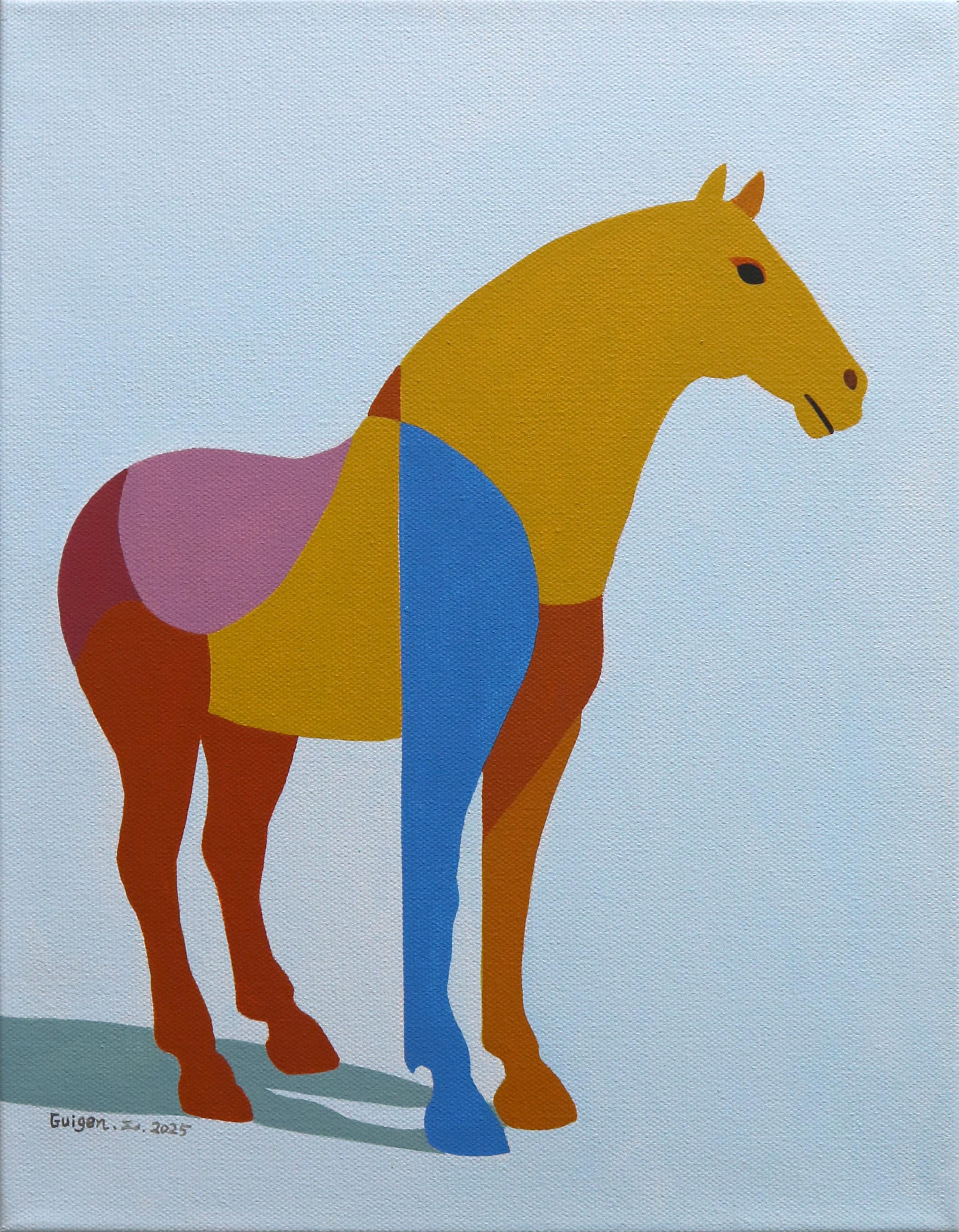 Animal Painting de Guigen Zha - Caballo geométrico 1, Pintura original