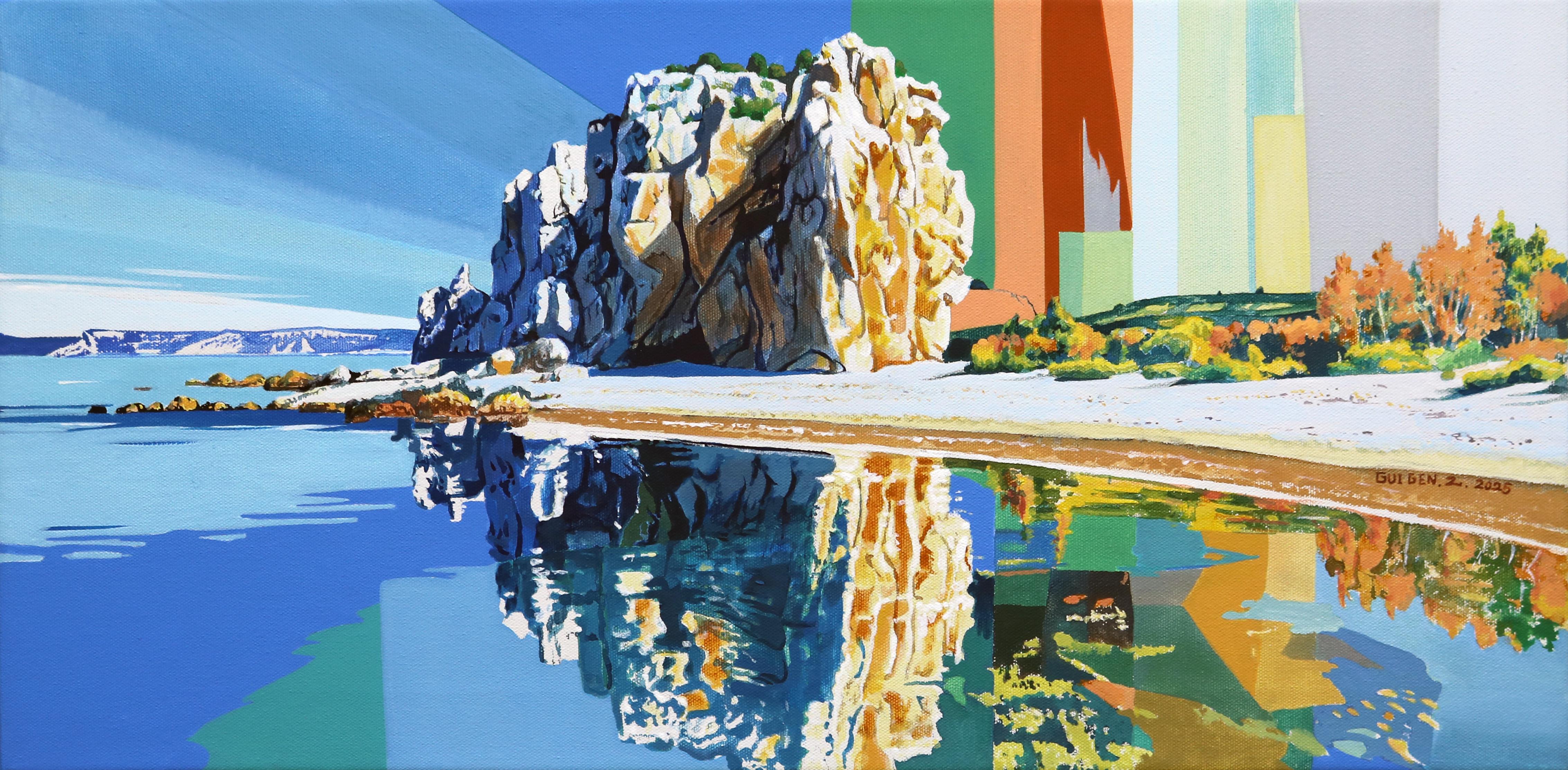 Insel. Boulders Beach, Original-Gemälde – Art von Guigen Zha