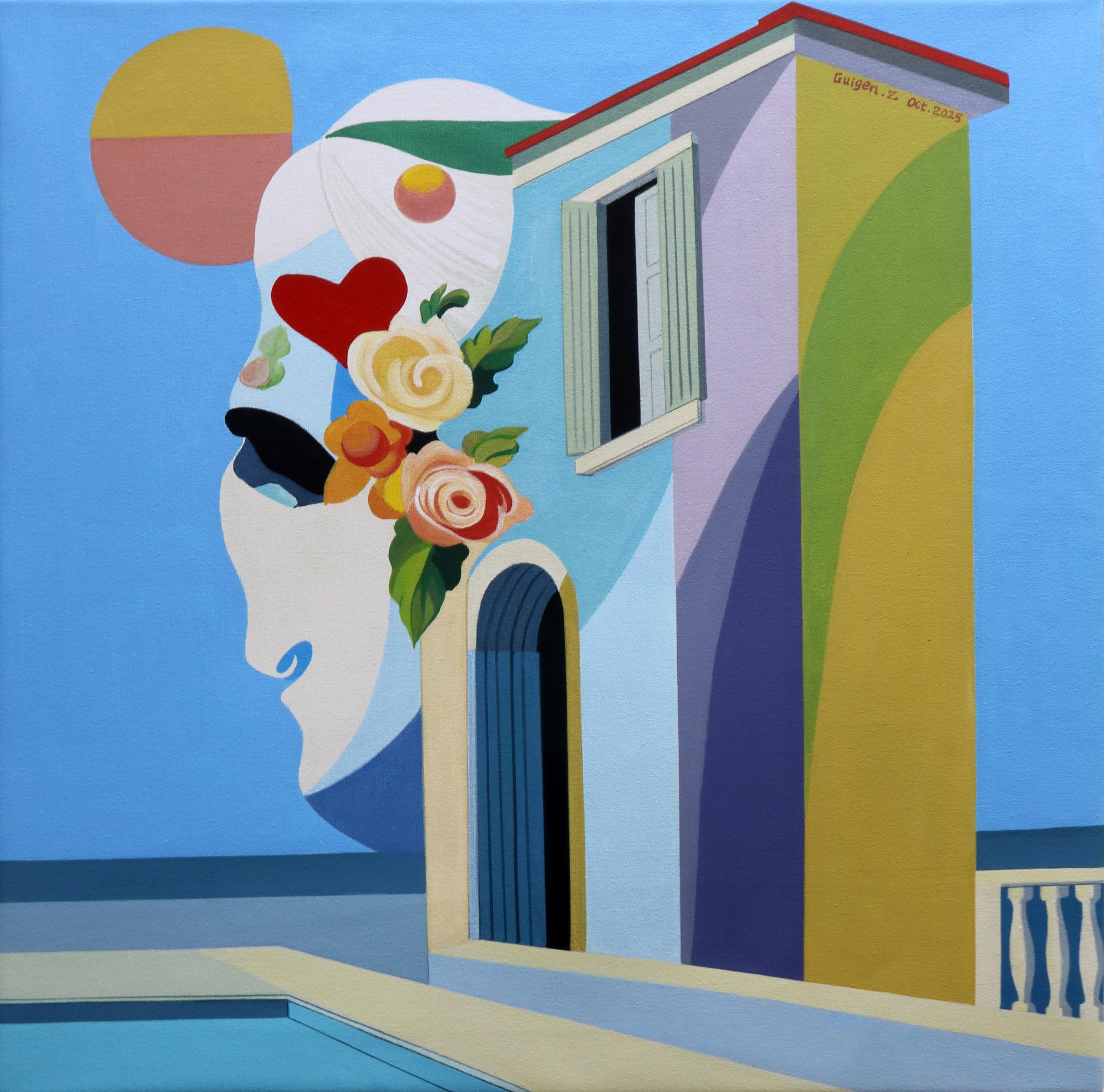 Interior Painting de Guigen Zha - Isla. Casa fantasma, Pintura original