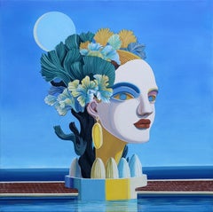 Island. Women's Sculpture Head, Original Painting