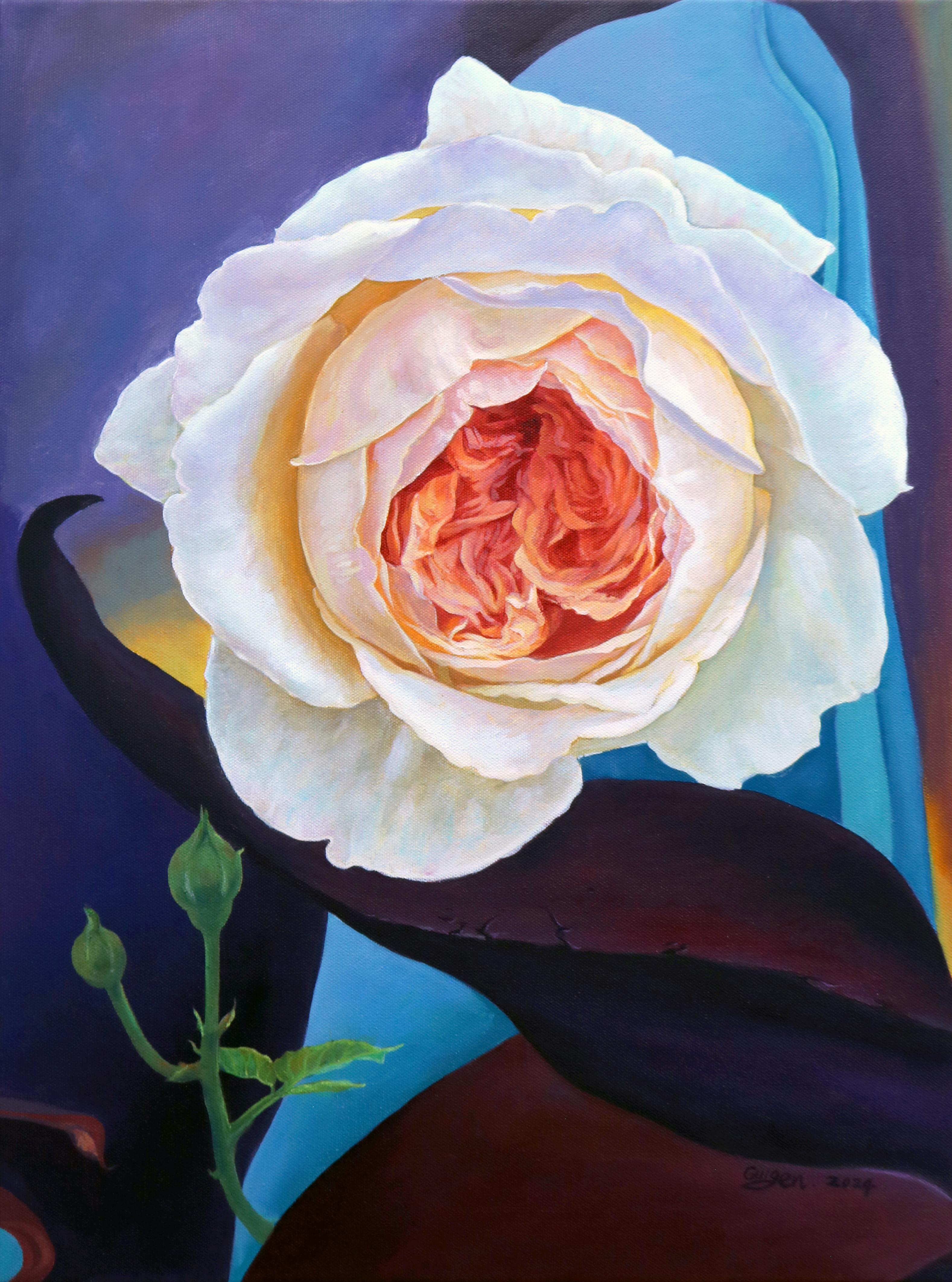 Still-Life Painting di Guigen Zha - Rose. Trespassing 1, Pittura a olio