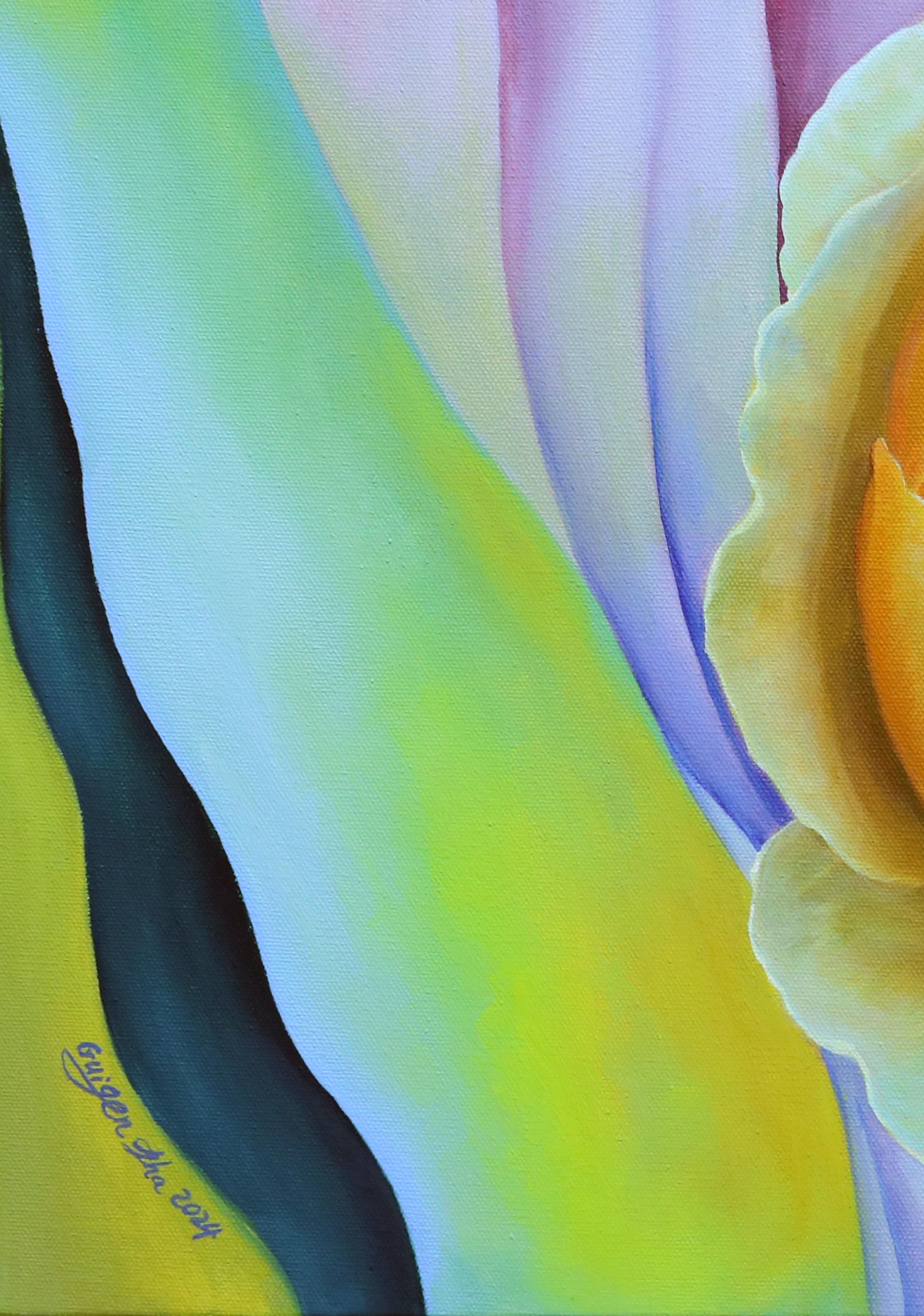 Rose. Trespassing 2, Pittura a olio - Still-Life Painting Blu di Guigen Zha