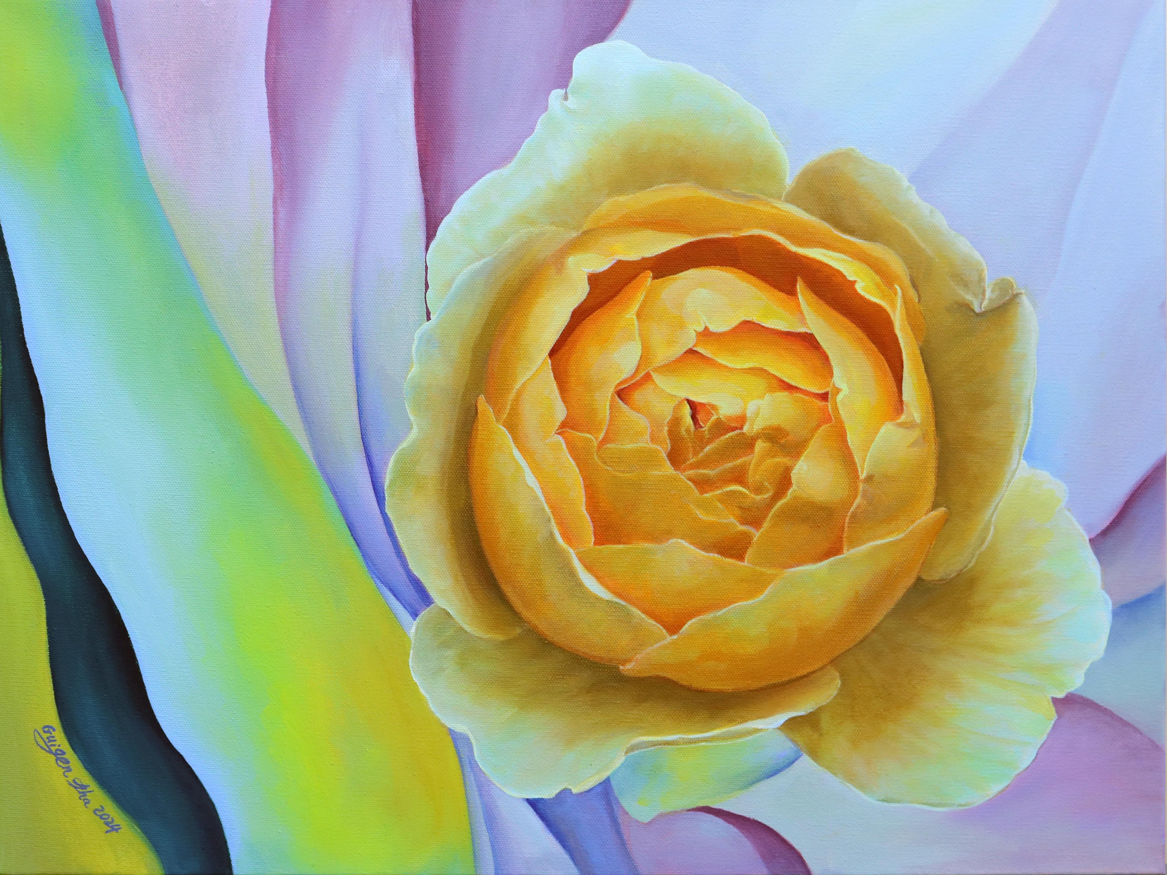 Still-Life Painting di Guigen Zha - Rose. Trespassing 2, Pittura a olio