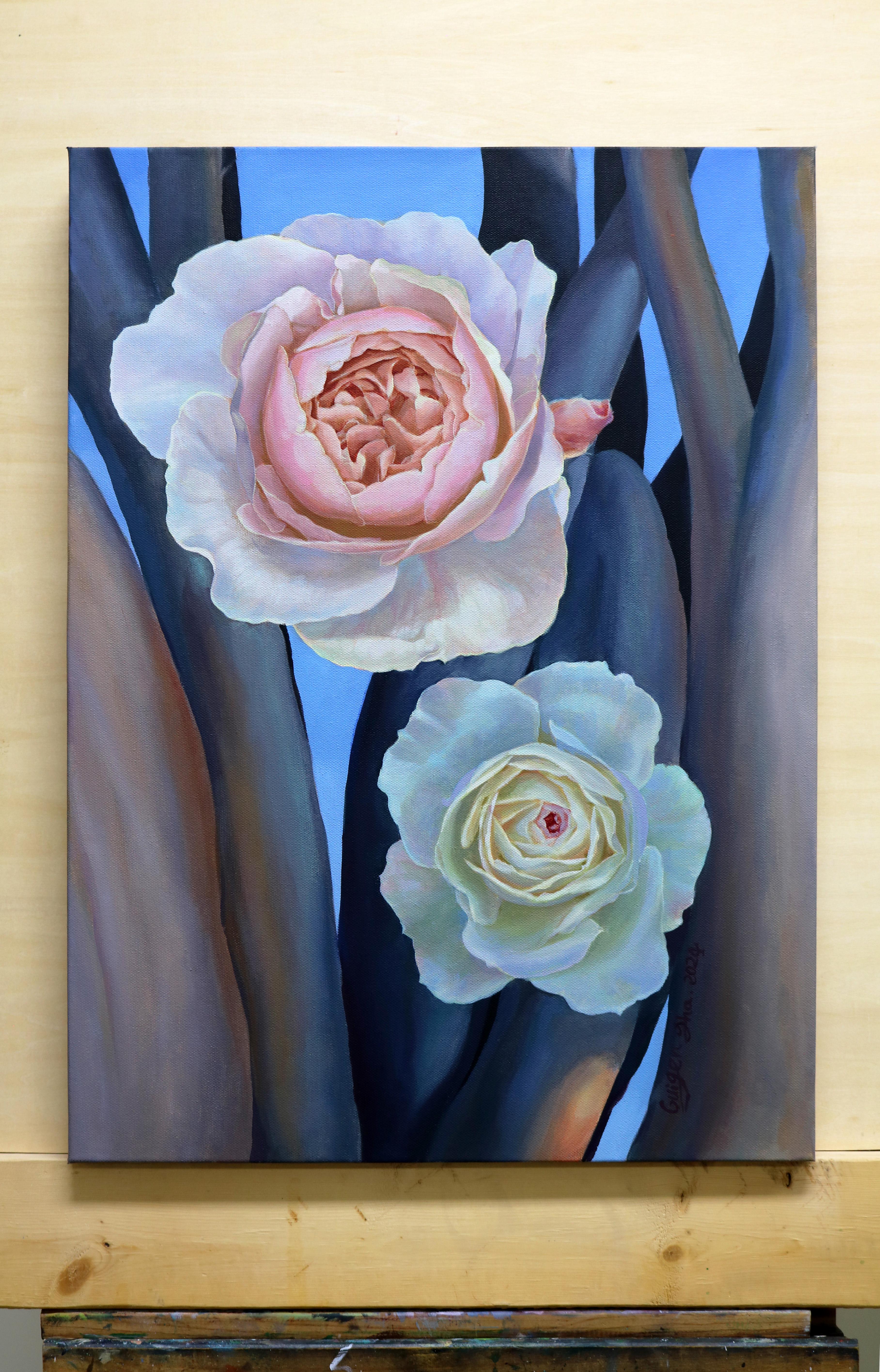 Rose. Trespassing 3, Pittura a olio - Painting Contemporaneo di Guigen Zha
